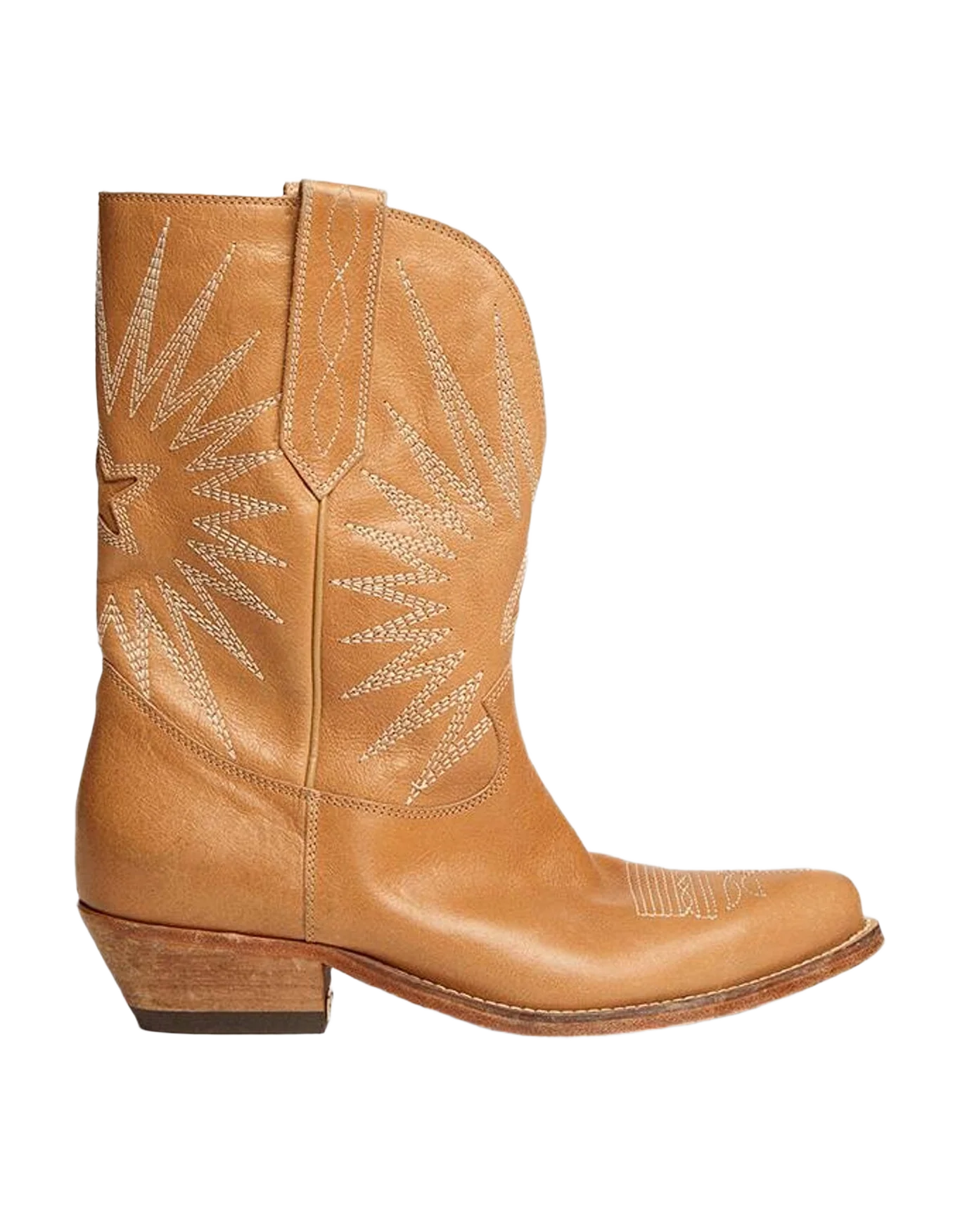 Women | Low Boots Tobacco Colored Leather with Inlay Star | Tan (V1) - Image 4