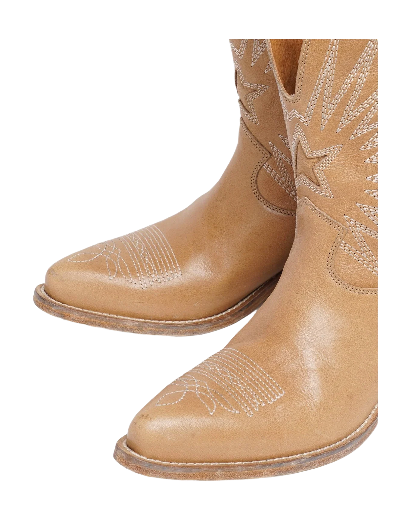 Women | Low Boots Tobacco Colored Leather with Inlay Star | Tan (V1) - Image 6