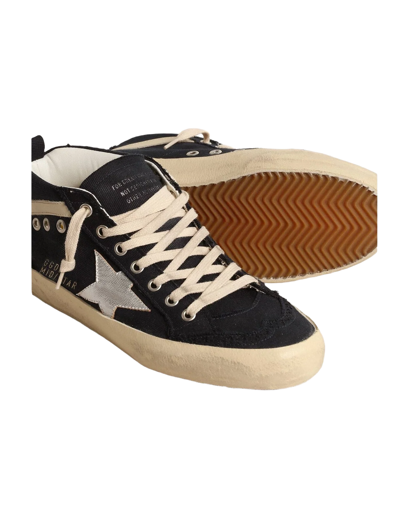 Women | Mid Star Cotton with Star & Leather Flash | Navy Blue x Silver x Ivory (V1) - Image 3