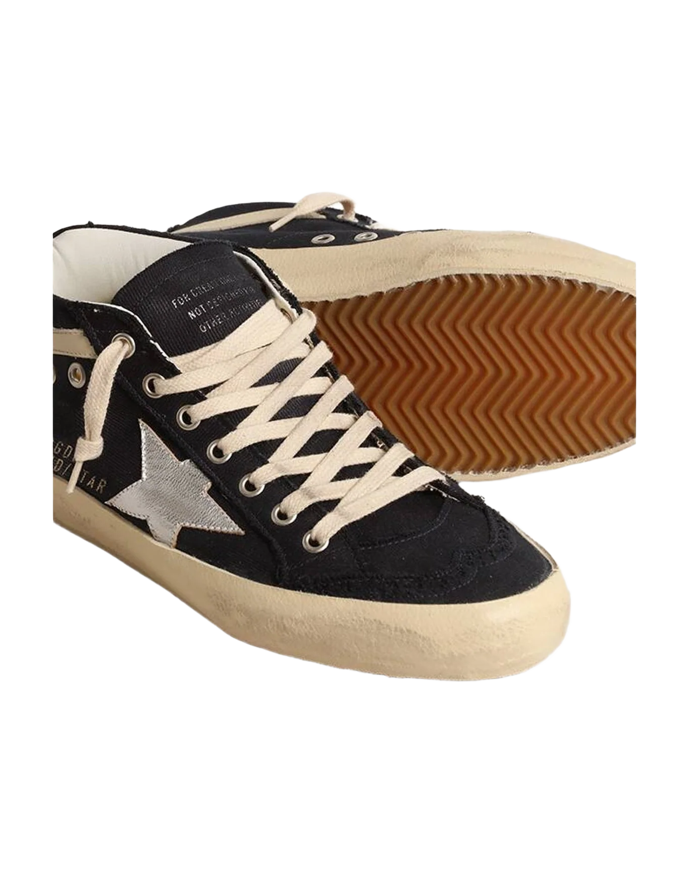 Women | Mid Star Cotton with Star & Leather Flash | Navy Blue x Silver x Ivory (V1) - Image 4