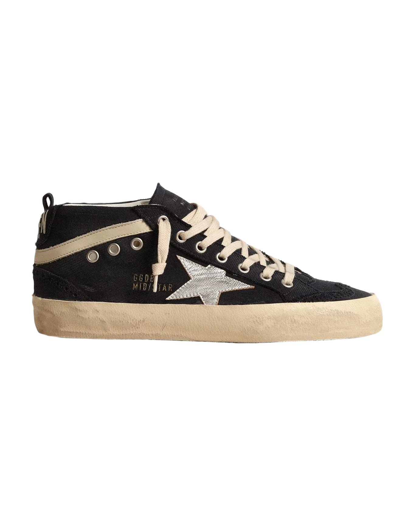 Women | Mid Star Cotton with Star & Leather Flash | Navy Blue x Silver x Ivory (V2) - Image 8