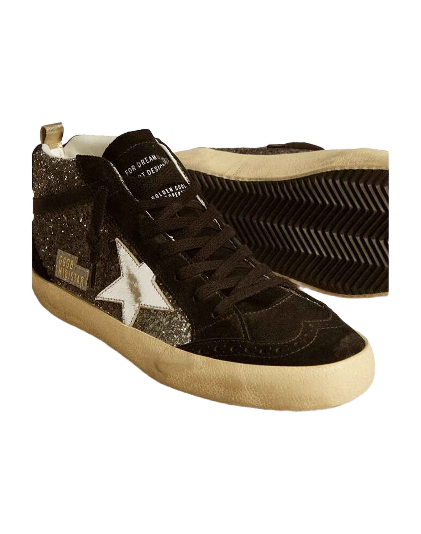 Women | Mid Star Glitter & Suede with Star | Black x Silver (V1) - Image 2