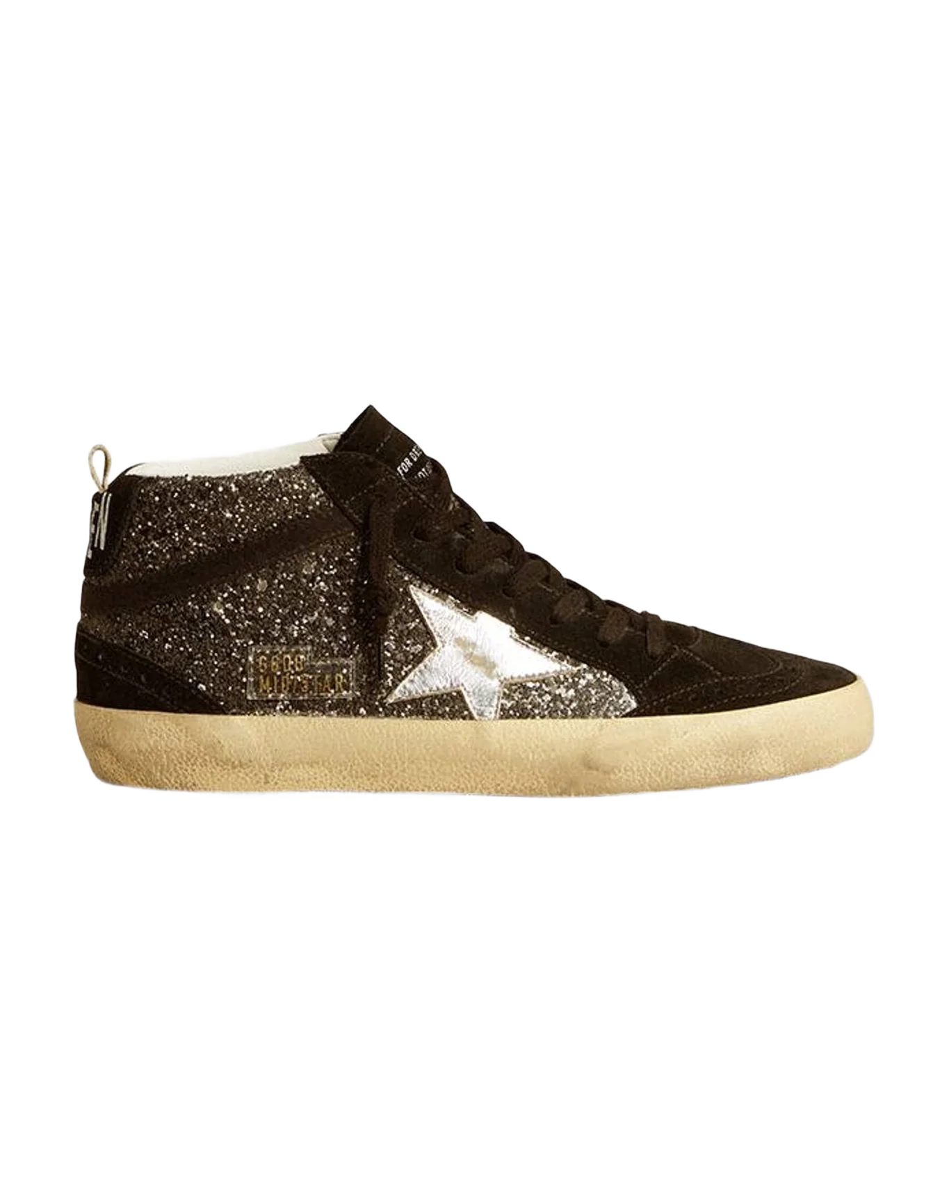 Women | Mid Star Glitter & Suede with Star | Black x Silver (V2)