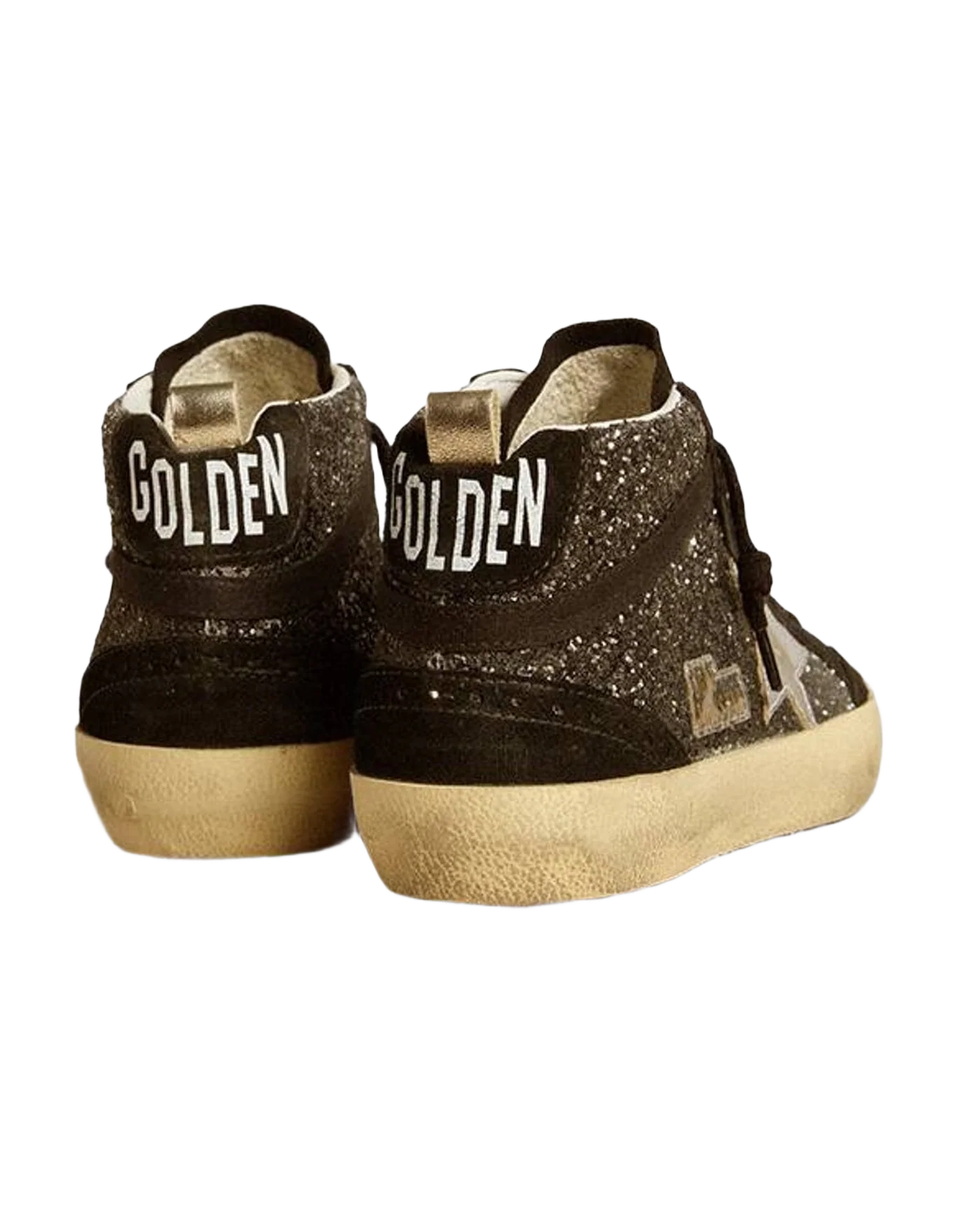 Women | Mid Star Glitter & Suede with Star | Black x Silver (V2) - Image 3