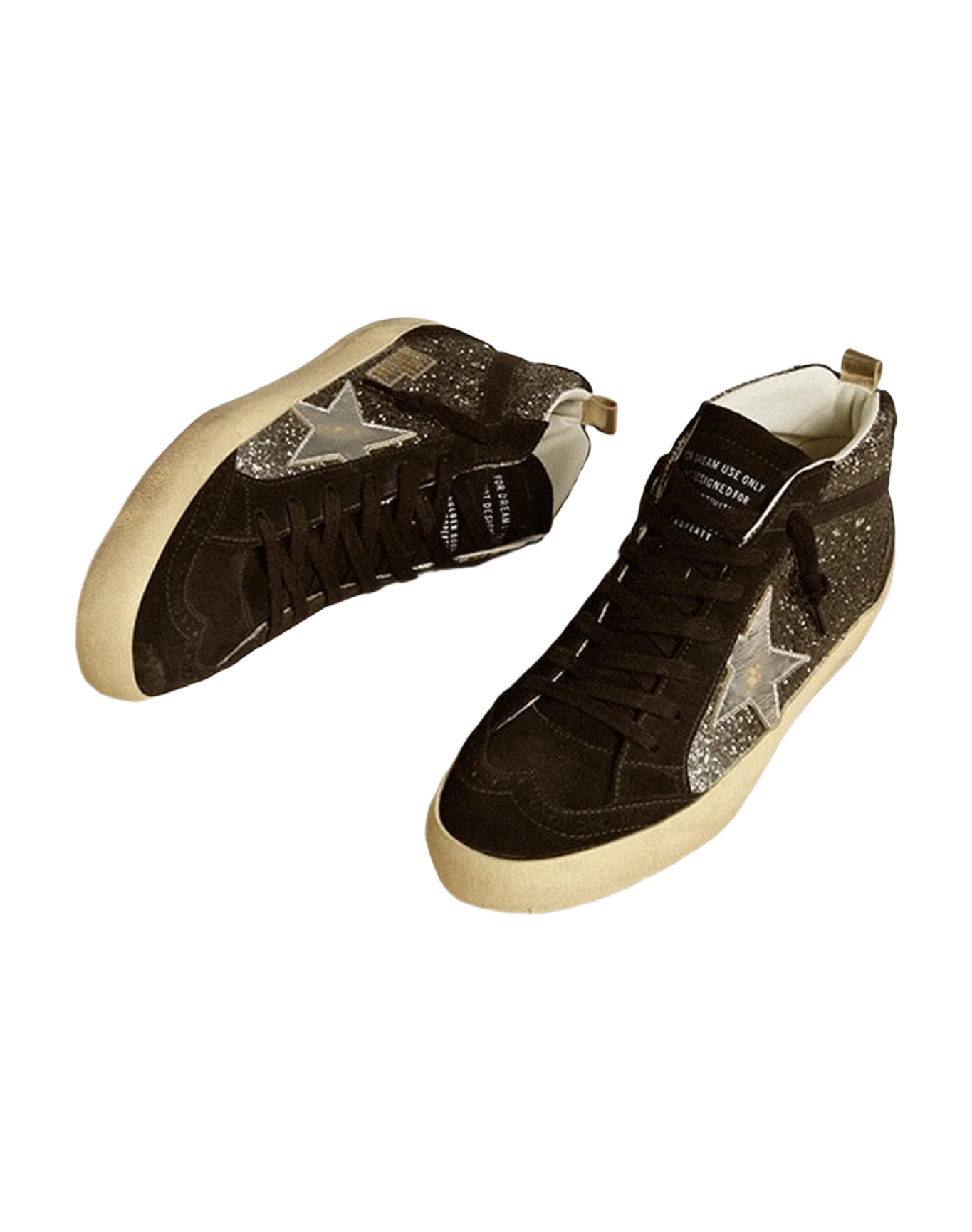 Women | Mid Star Glitter & Suede with Star | Black x Silver (V2) - Image 4