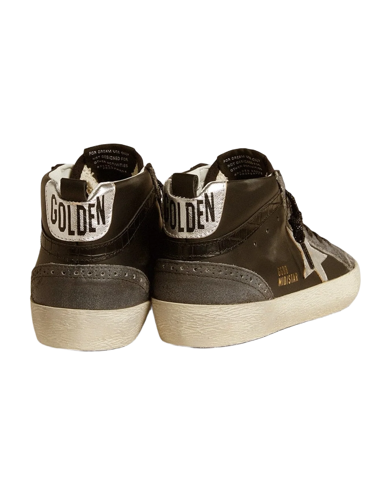 Women | Mid Star Leather with Metallic Leather Star | Black x Silver (V2) - Image 2