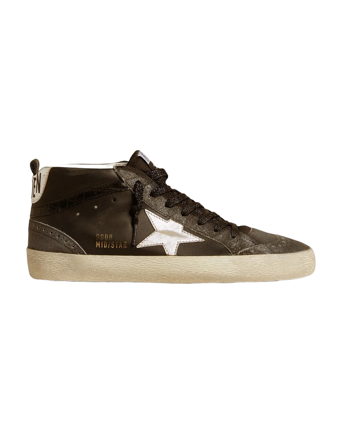 Women | Mid Star Leather with Metallic Leather Star | Black x Silver (V2) - Image 3