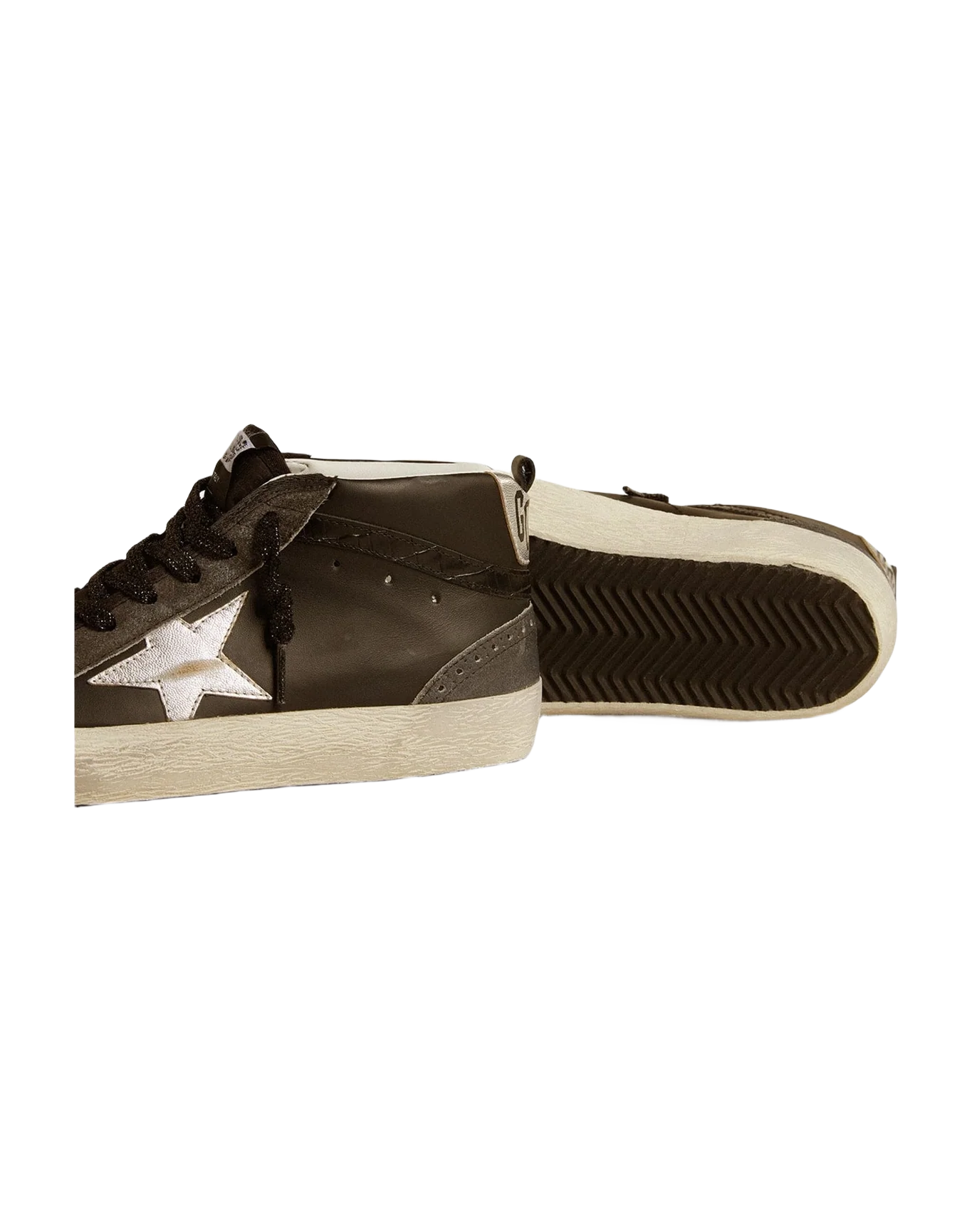 Women | Mid Star Leather with Metallic Leather Star | Black x Silver (V2) - Image 4
