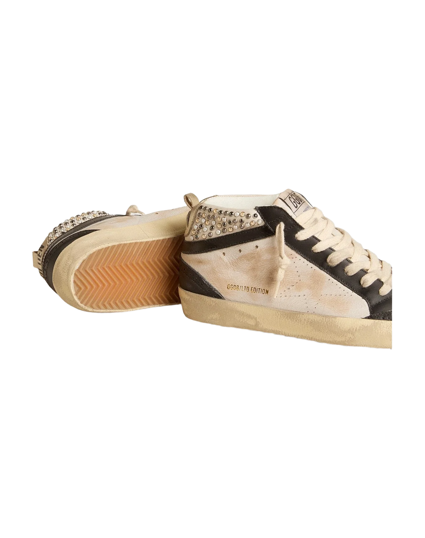 Women | Mid Star Ltd & Leather with Pearls & Perforated Star | White x Black x Platinum (V1) - Image 3
