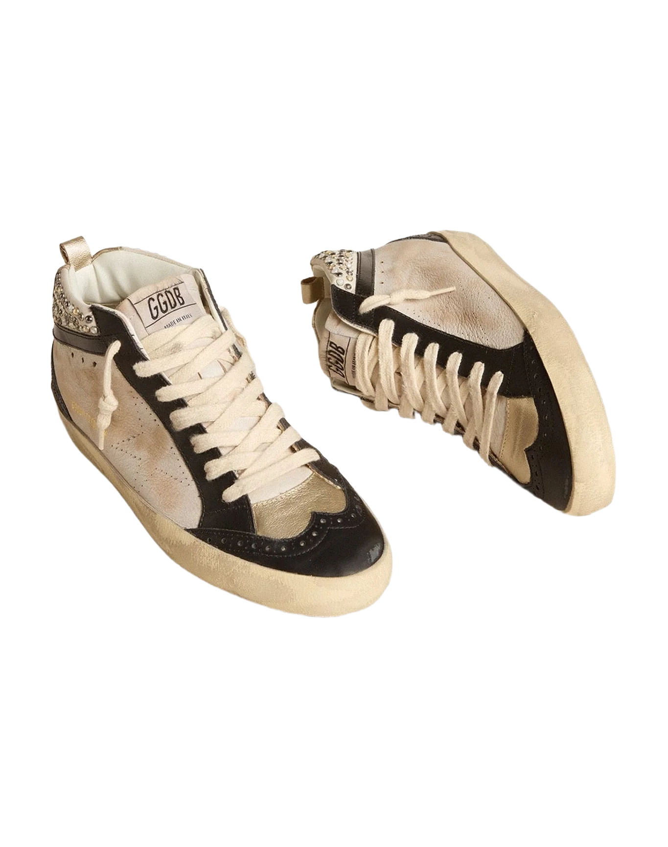 Women | Mid Star Ltd & Leather with Pearls & Perforated Star | White x Black x Platinum (V1) - Image 4