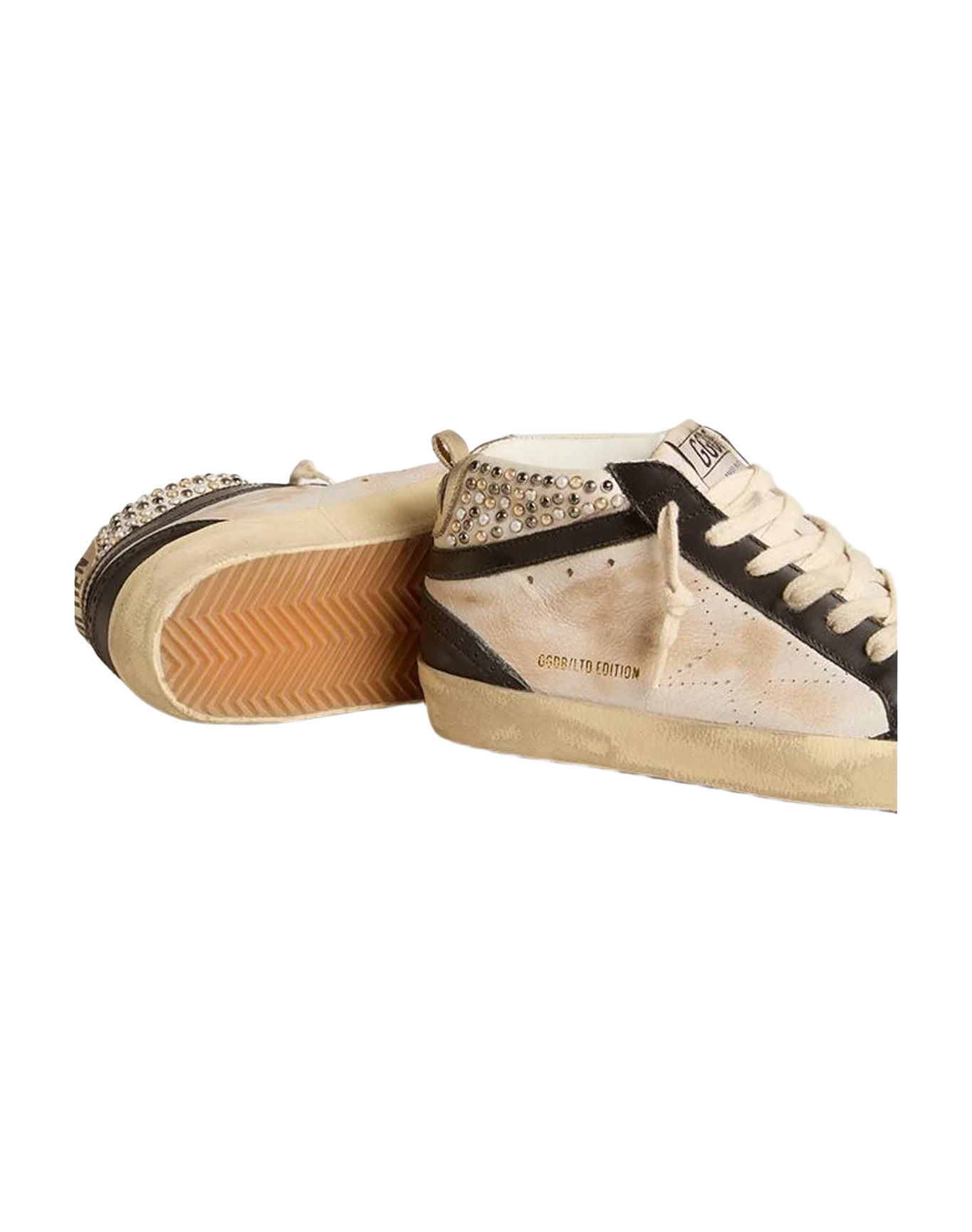 Women | Mid Star Ltd & Leather with Pearls & Perforated Star | White x Black x Platinum (V1) - Image 8