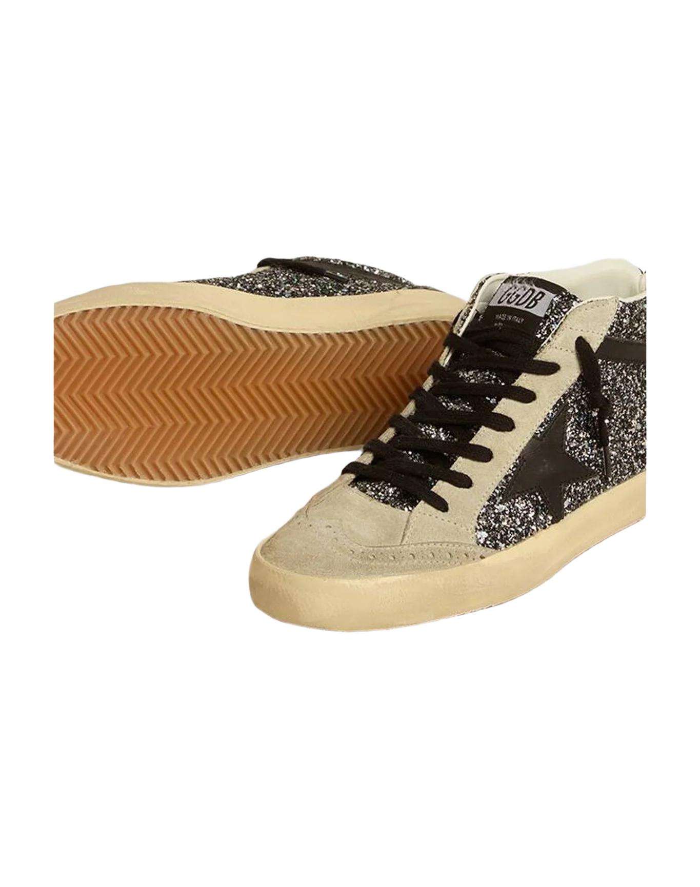 Women | Mid Star Ltd Glitter with Leather Star & Flash | Black x Ice (V1) - Image 7