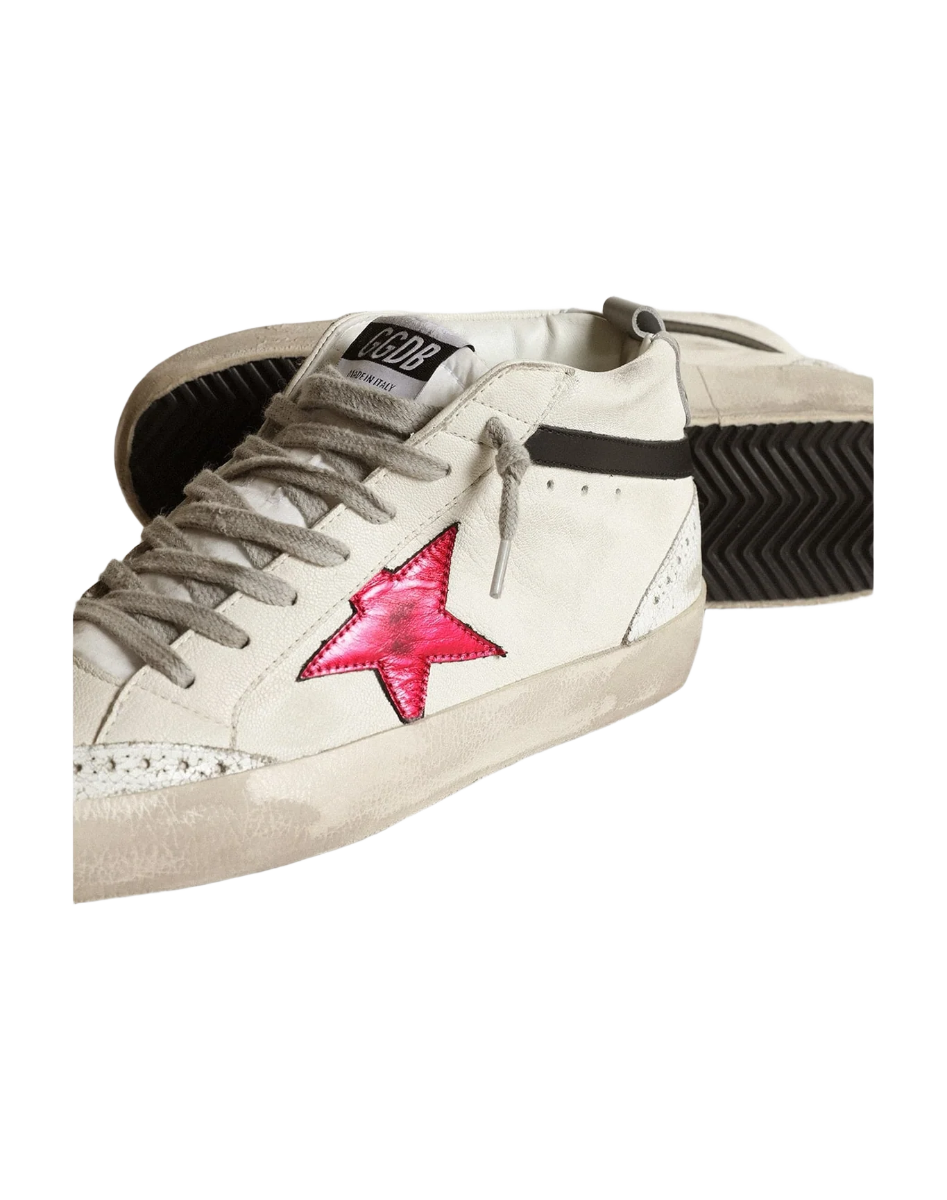 Women | Mid Star with A Pink Laminated Leather Star & Flash | White x Winw x Black x Light Grey (V2) - Image 2