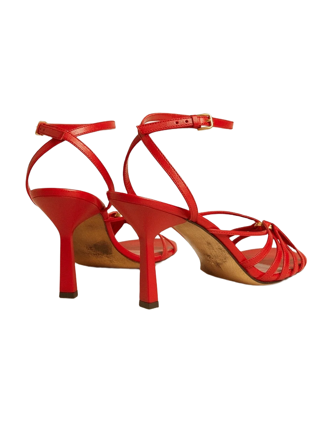Women | Nico High Heel Sandals Nappa Leather with Gold Chain | Lipstick Red (V1) - Image 11