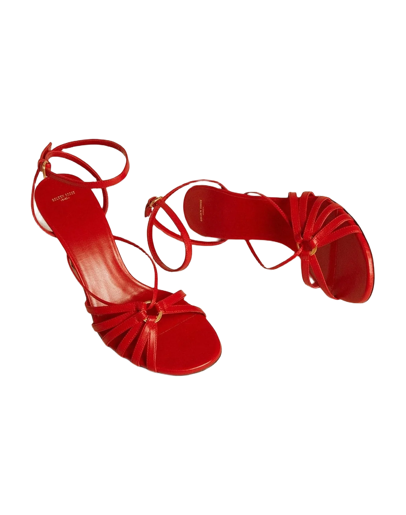 Women | Nico High Heel Sandals Nappa Leather with Gold Chain | Lipstick Red (V1) - Image 2