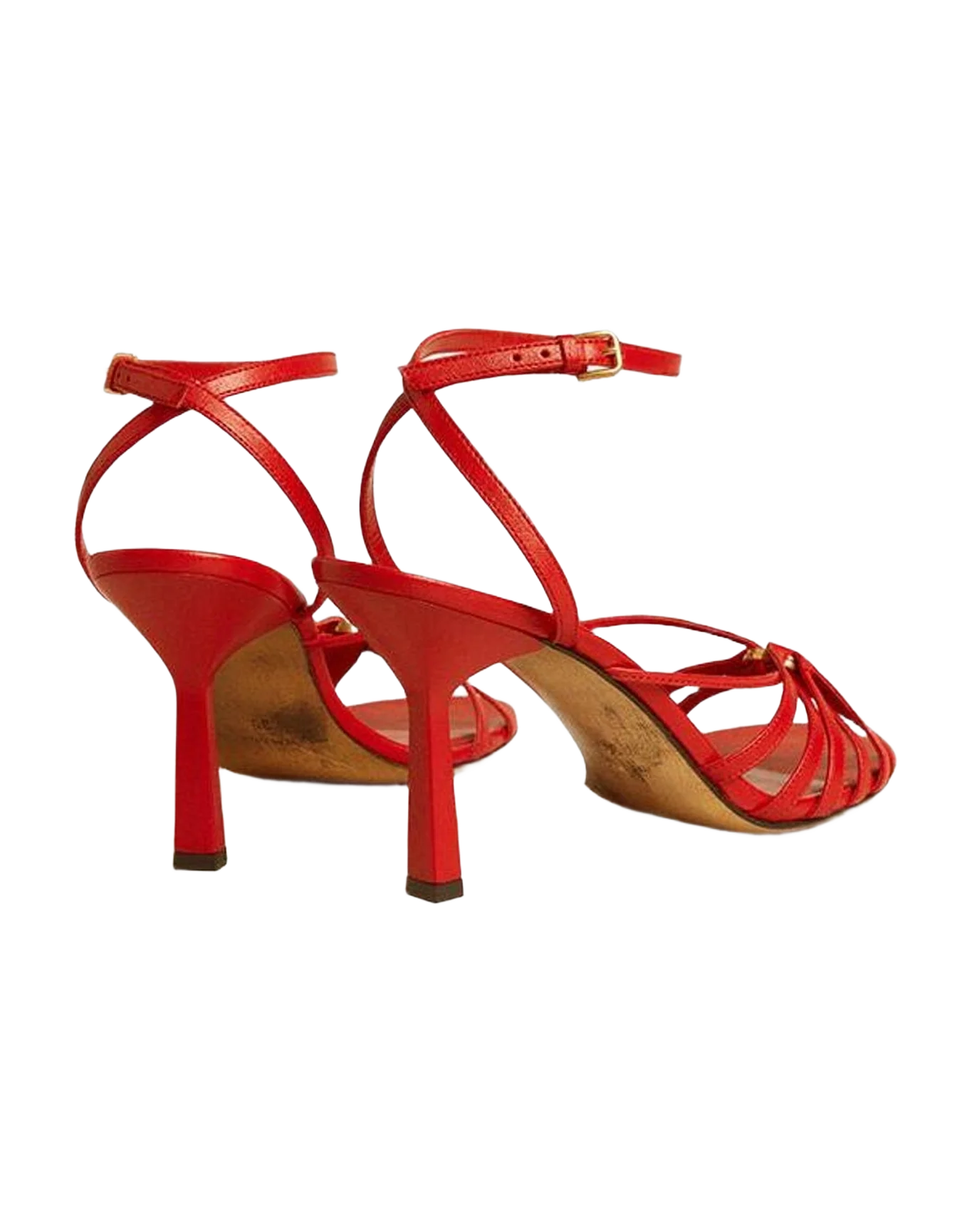 Women | Nico High Heel Sandals Nappa Leather with Gold Chain | Lipstick Red (V1) - Image 4