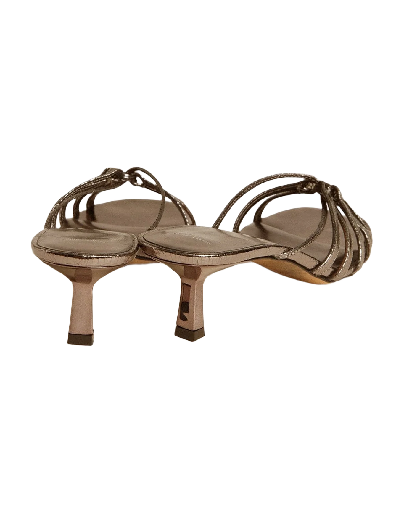 Women | Nico Kitten Heel Sandals Metallic Gray Leather | Rutenio Metal (V1) - Image 5