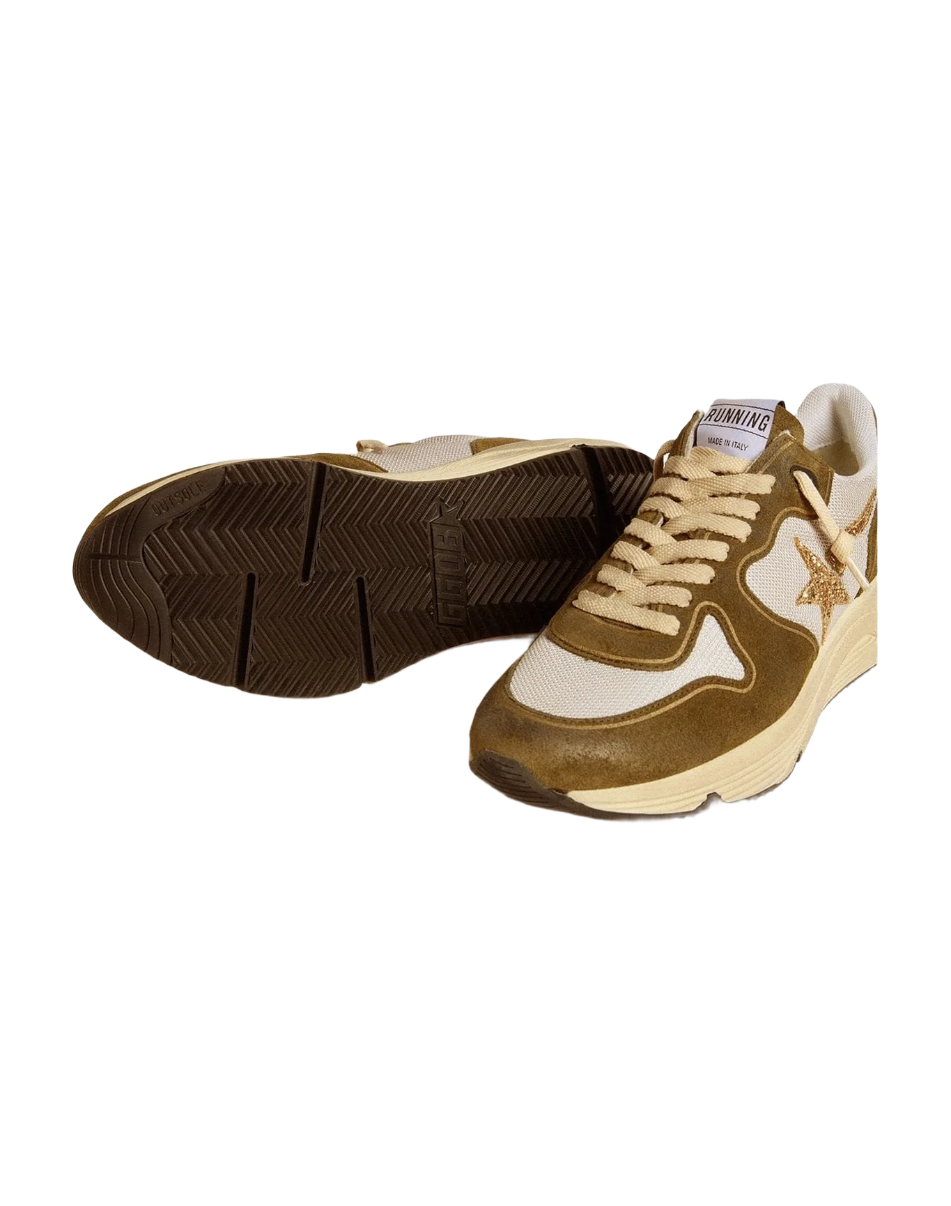 Women | Running Sole Brown Suede & Mesh with Gold Glitter Star | White x Red x Beige x Ice (V2) - Image 3