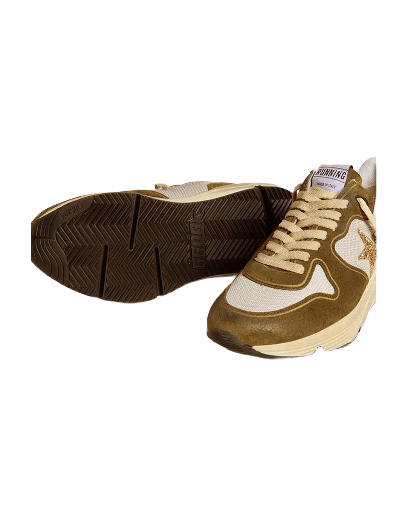 Women | Running Sole Brown Suede & Mesh with Gold Glitter Star | White x Red x Beige x Ice (V2) - Image 4