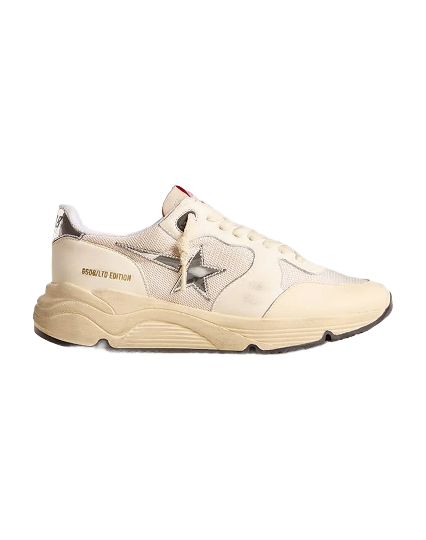 Women | Running Sole Ltd Mesh & Nappa with Metallic Leather Star & Heel Tab | Optic White x Cream x Sand x Silver (V1) - Image 4