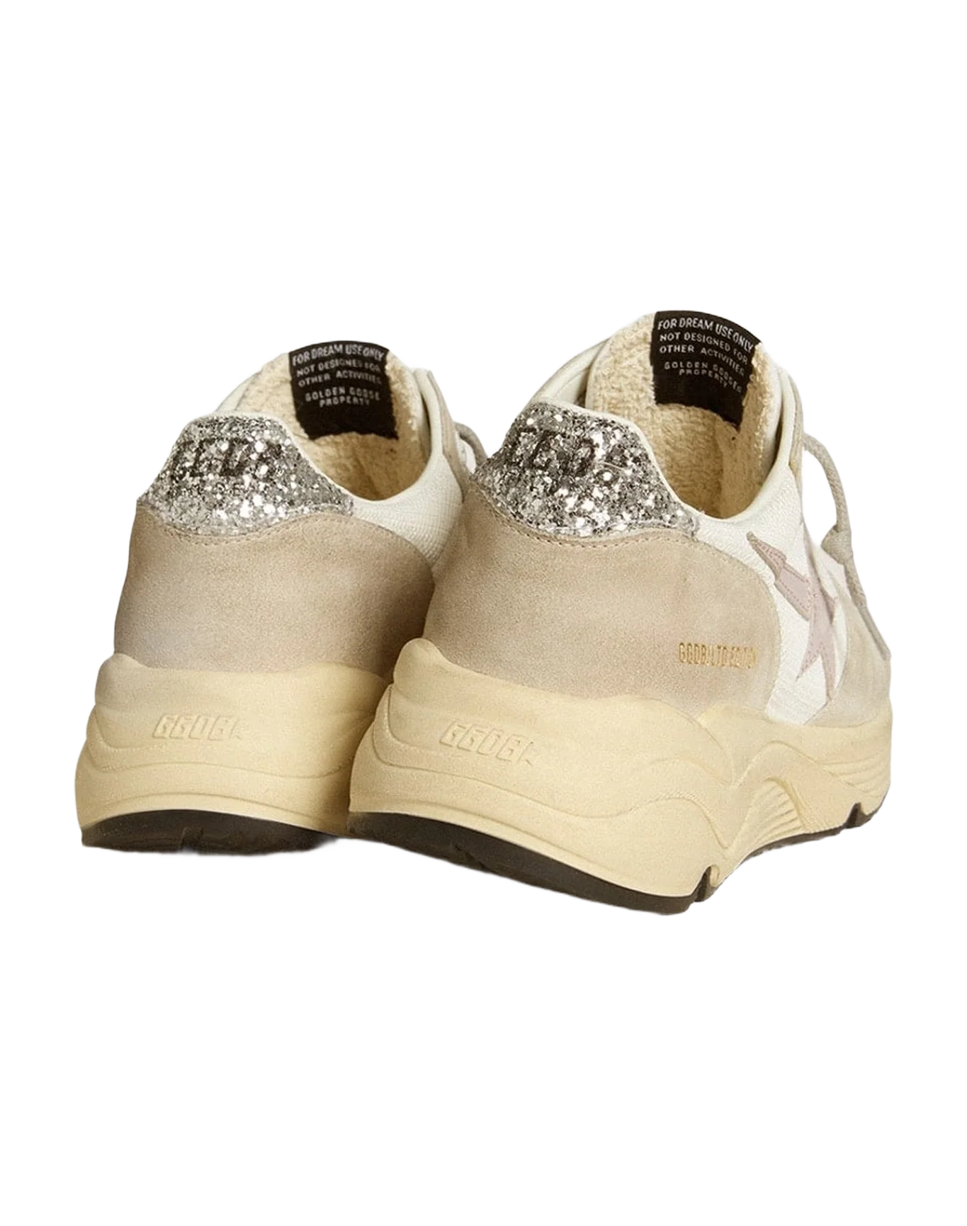 Women | Running Sole Ltd Mesh with Leather Star & Glitter Heel Tab | White x Light Grey x Lilac x Silver (V1) - Image 6