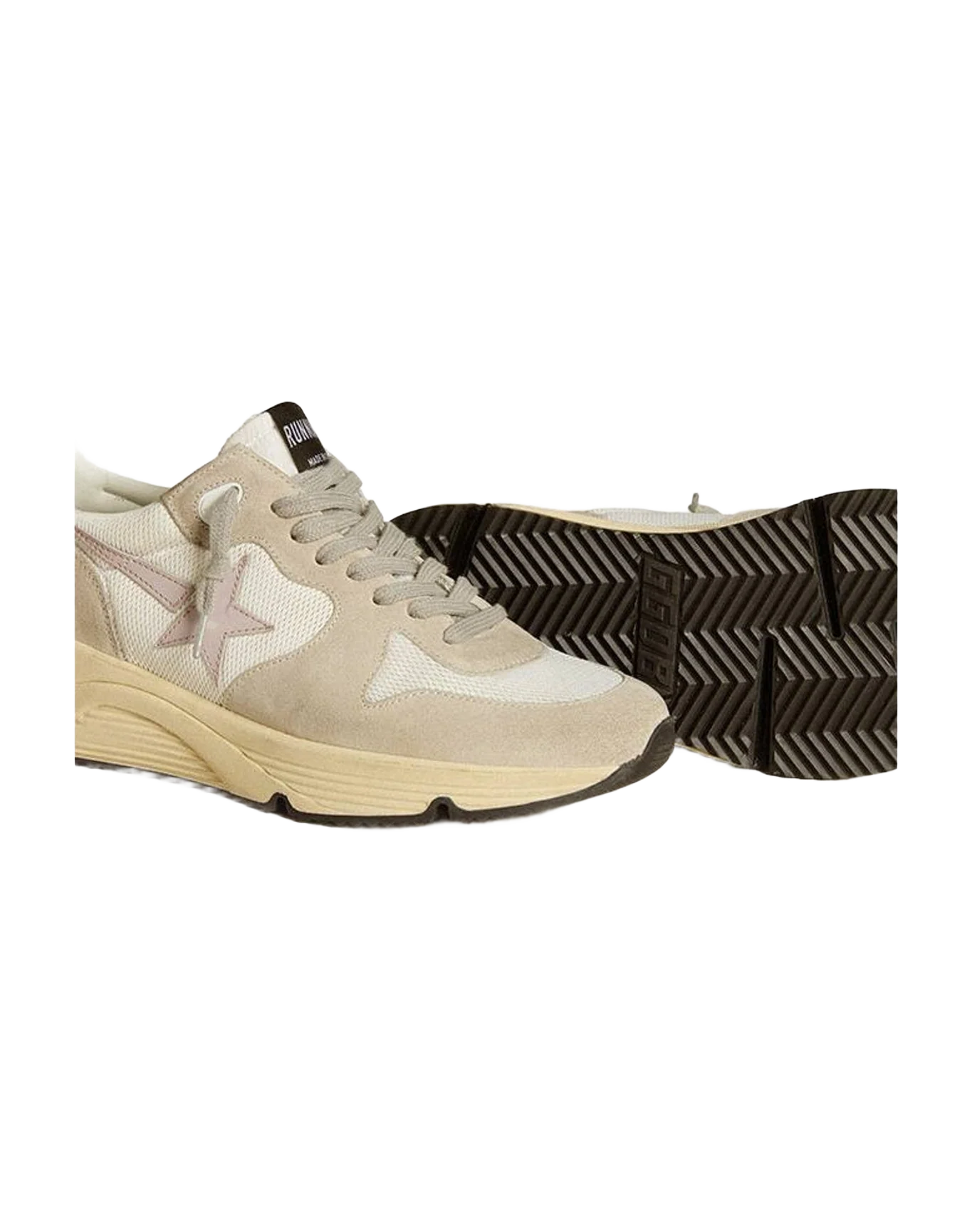 Women | Running Sole Ltd Mesh with Leather Star & Glitter Heel Tab | White x Light Grey x Lilac x Silver (V1) - Image 7
