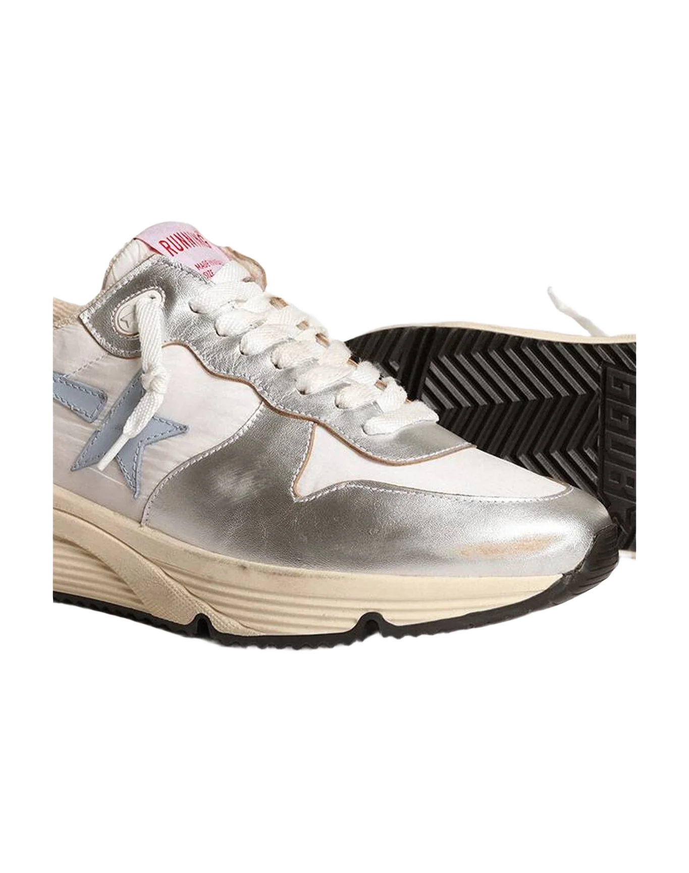 Women | Running Sole Nylon & Metallic Leather with Light Star | Silver x White x Blue Fog x Black (V1) - Image 2