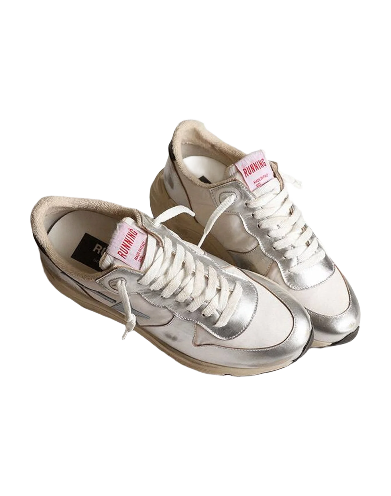 Women | Running Sole Nylon & Metallic Leather with Light Star | Silver x White x Blue Fog x Black (V1) - Image 5