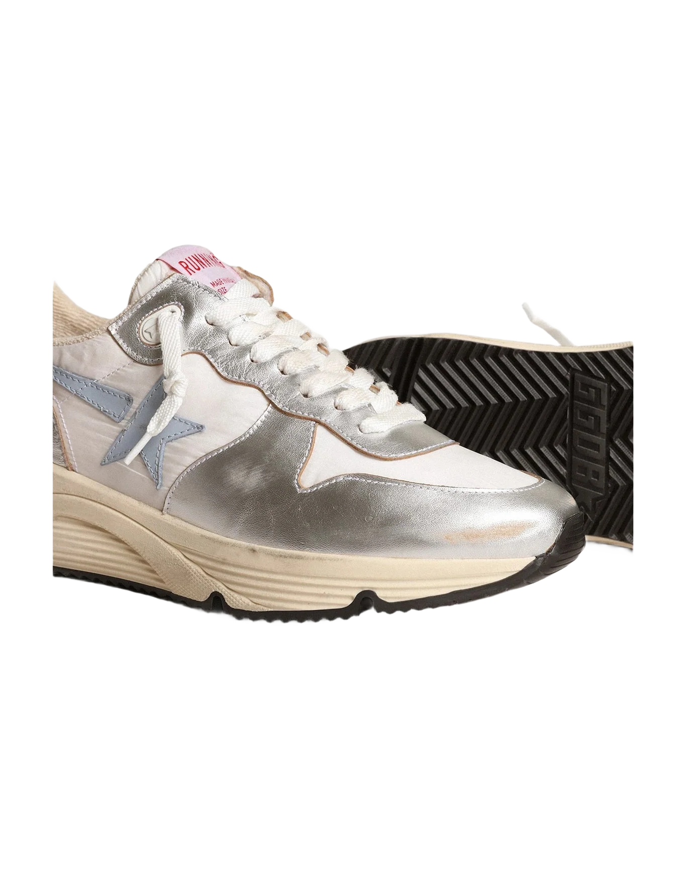 Women | Running Sole Nylon & Metallic Leather with Light Star | Silver x White x Blue Fog x Black (V2) - Image 7
