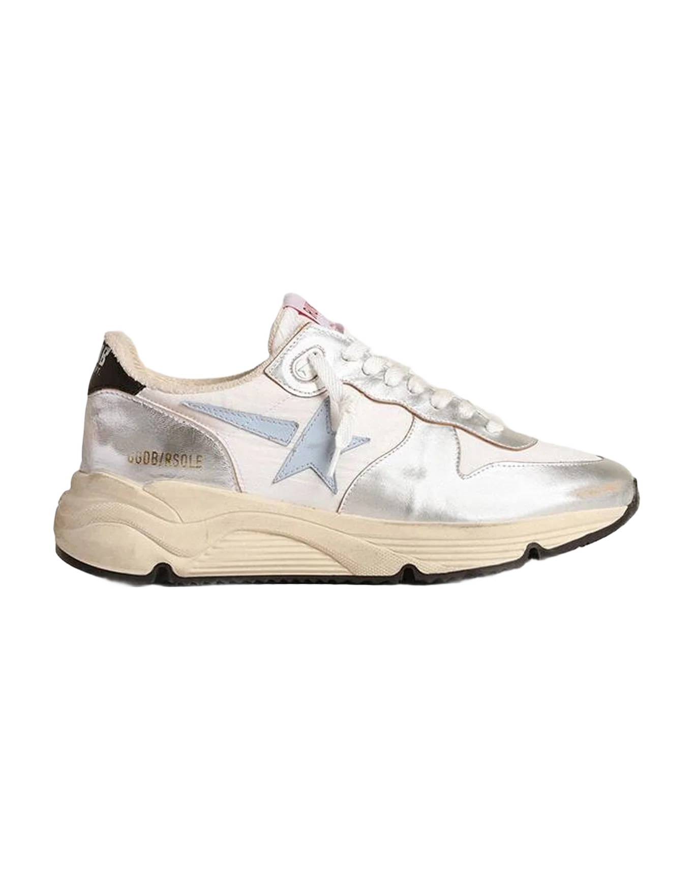 Women | Running Sole Nylon & Metallic Leather with Light Star | Silver x White x Blue Fog x Black (V2) - Image 8