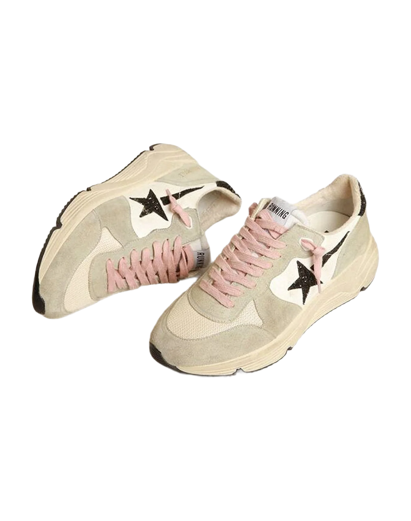 Women | Running Sole with Gray Suede Inserts & Glitter Star | Ice x Cream x Black (V1) - Image 3