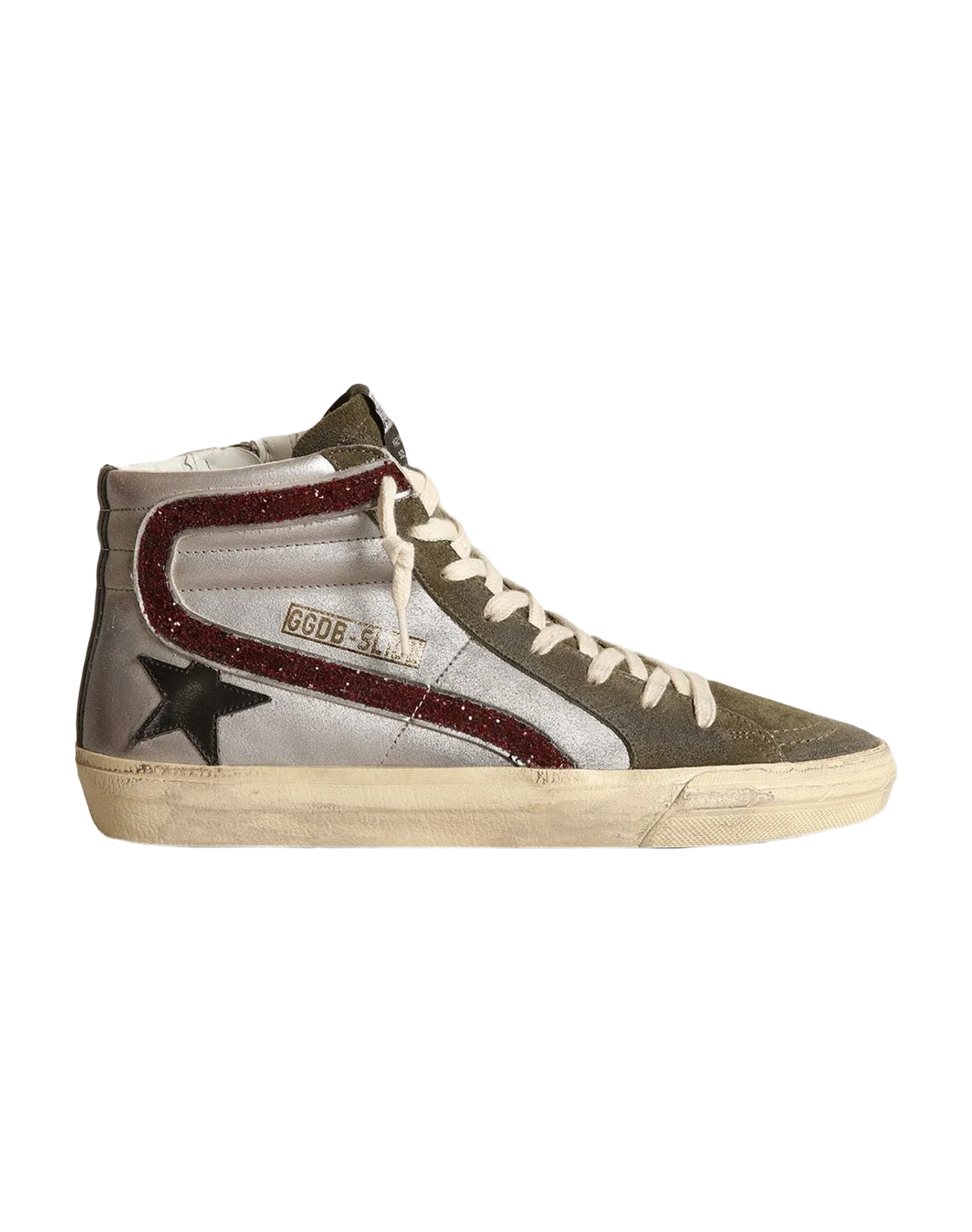 Women | Silver Slide with A Leather Star & Glitter Flash | Nude x Olive Night x Black x Bordeaux (V2) - Image 8