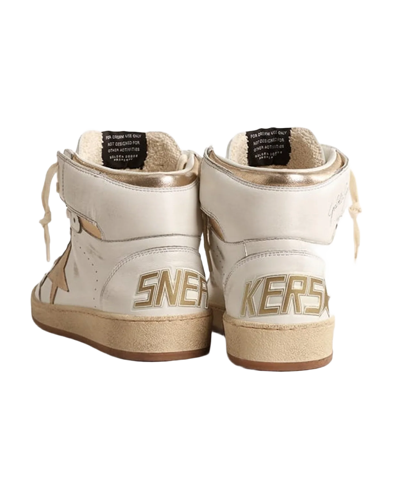Women | Sky Star Nappa Leather with Metallic Leather Star & Heel Tab | White x Dark Gold (V2) - Image 6