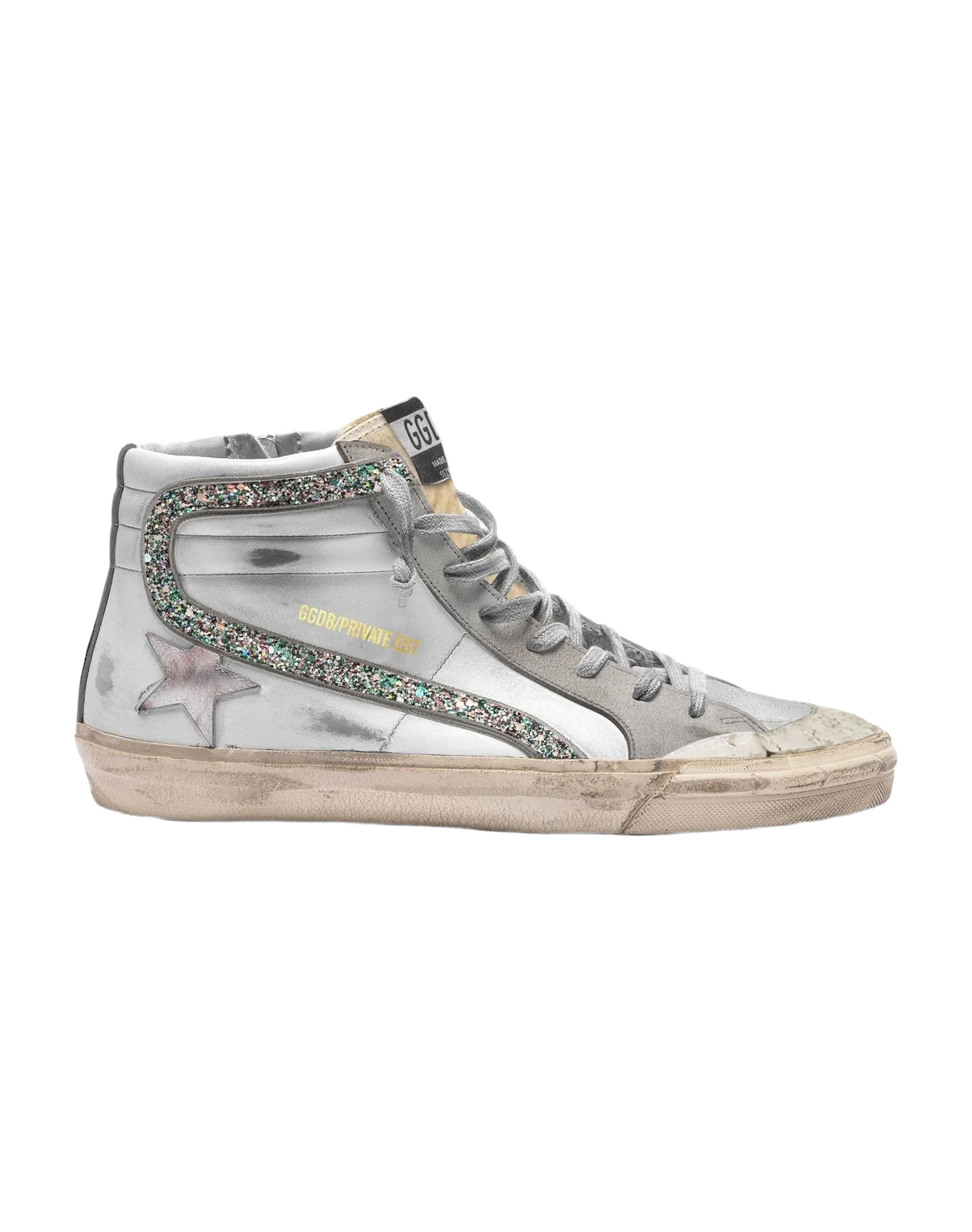 Women | Slide Leather with Glitter Flash & Star | White x Old Pink x Ice x Green x Pink (V1)