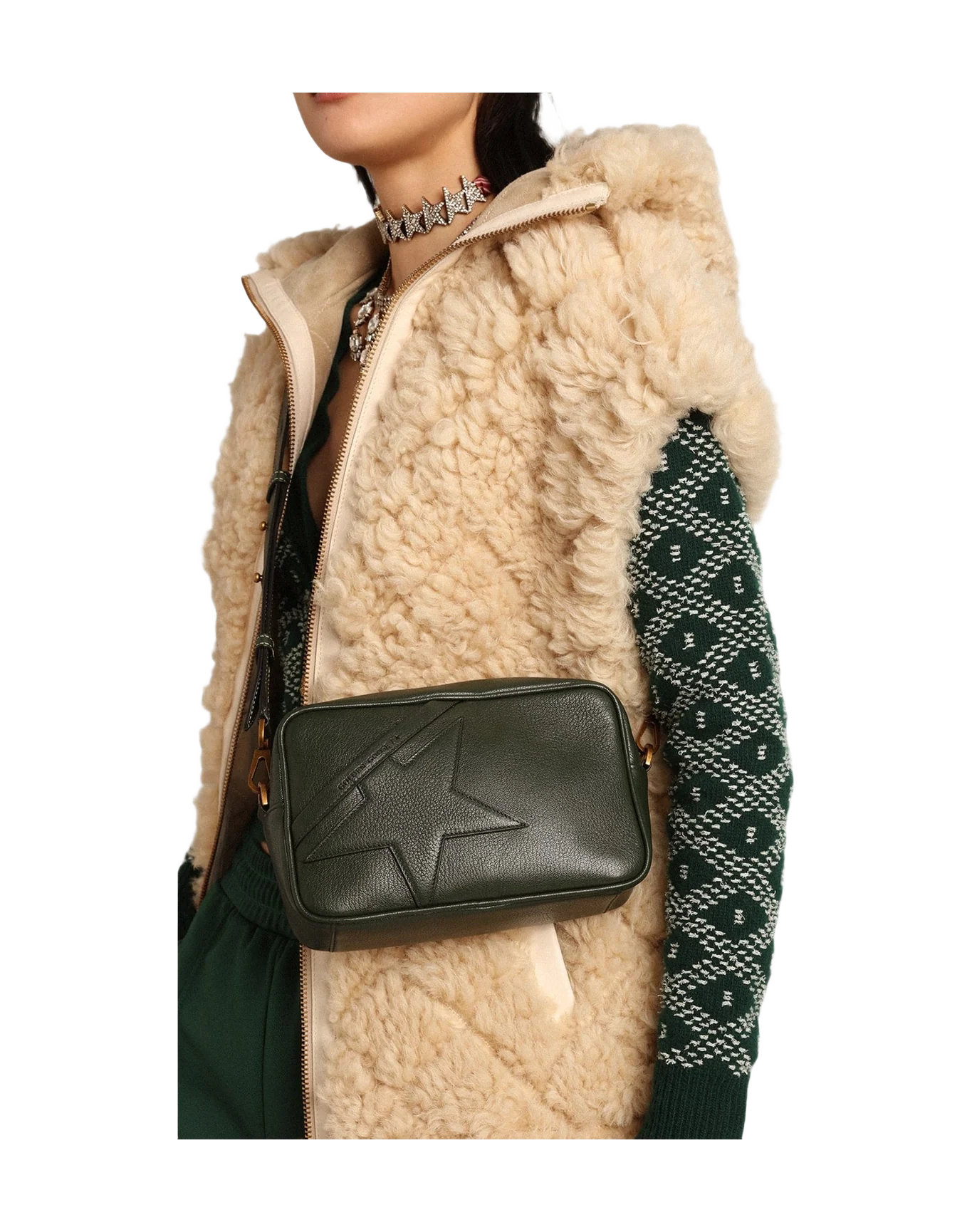 Women | Star Bag Dark Leather with Tone On Tone Star | Deep Green (V1) - Image 7