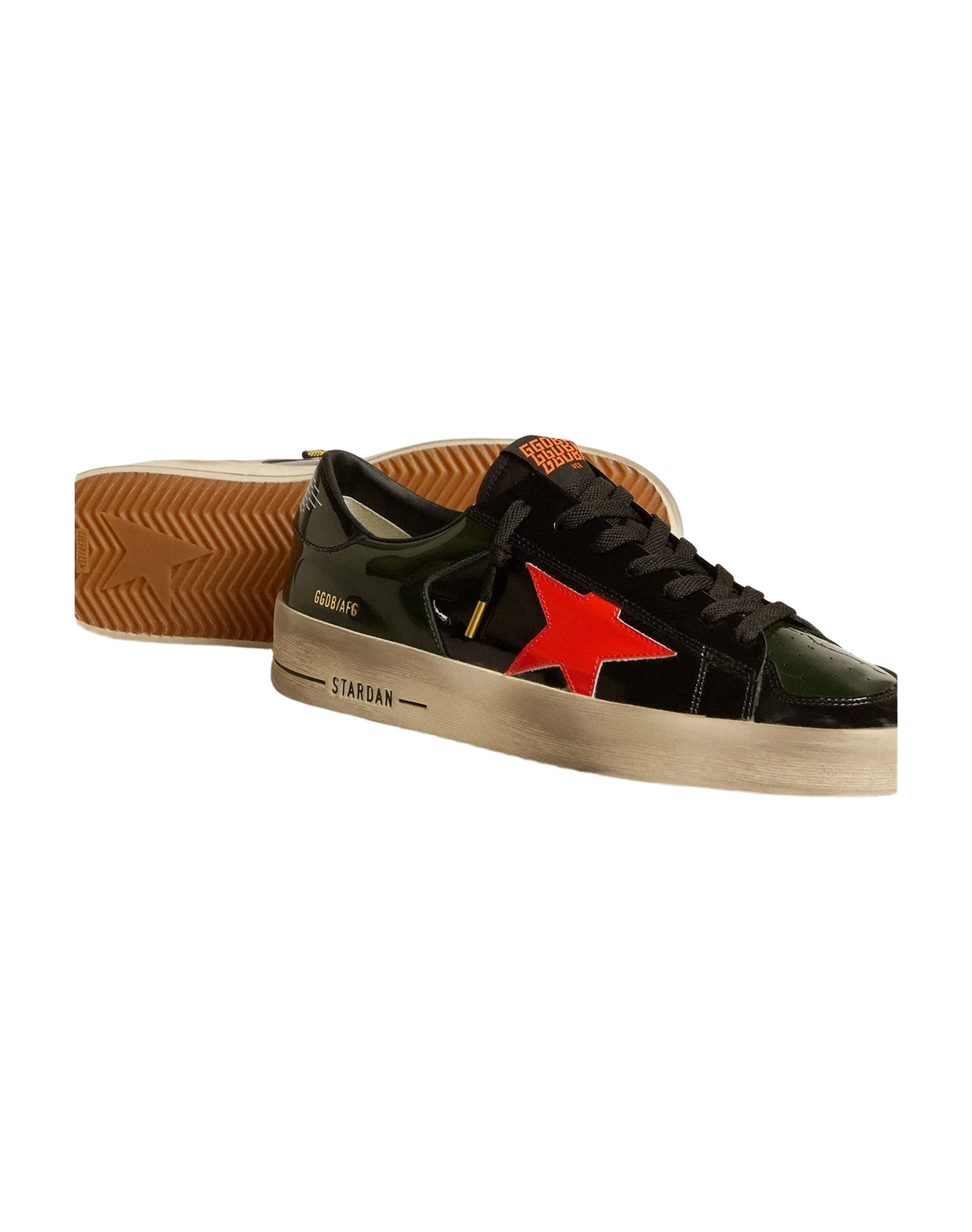 Women | Stardan Lab & Patent Leather with Star | Black x Green x Orange (V1) - Image 4