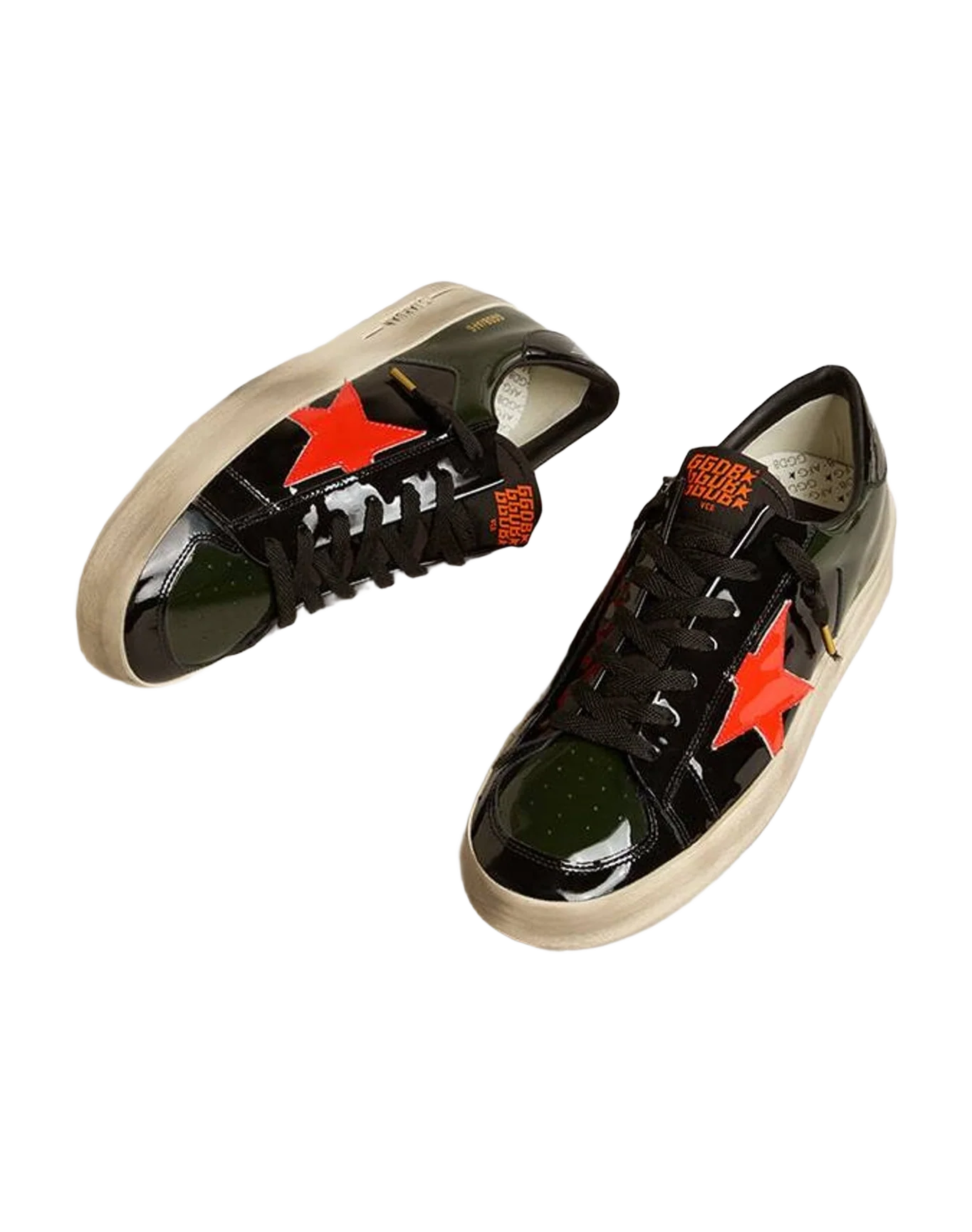 Women | Stardan Lab & Patent Leather with Star | Black x Green x Orange (V2) - Image 3