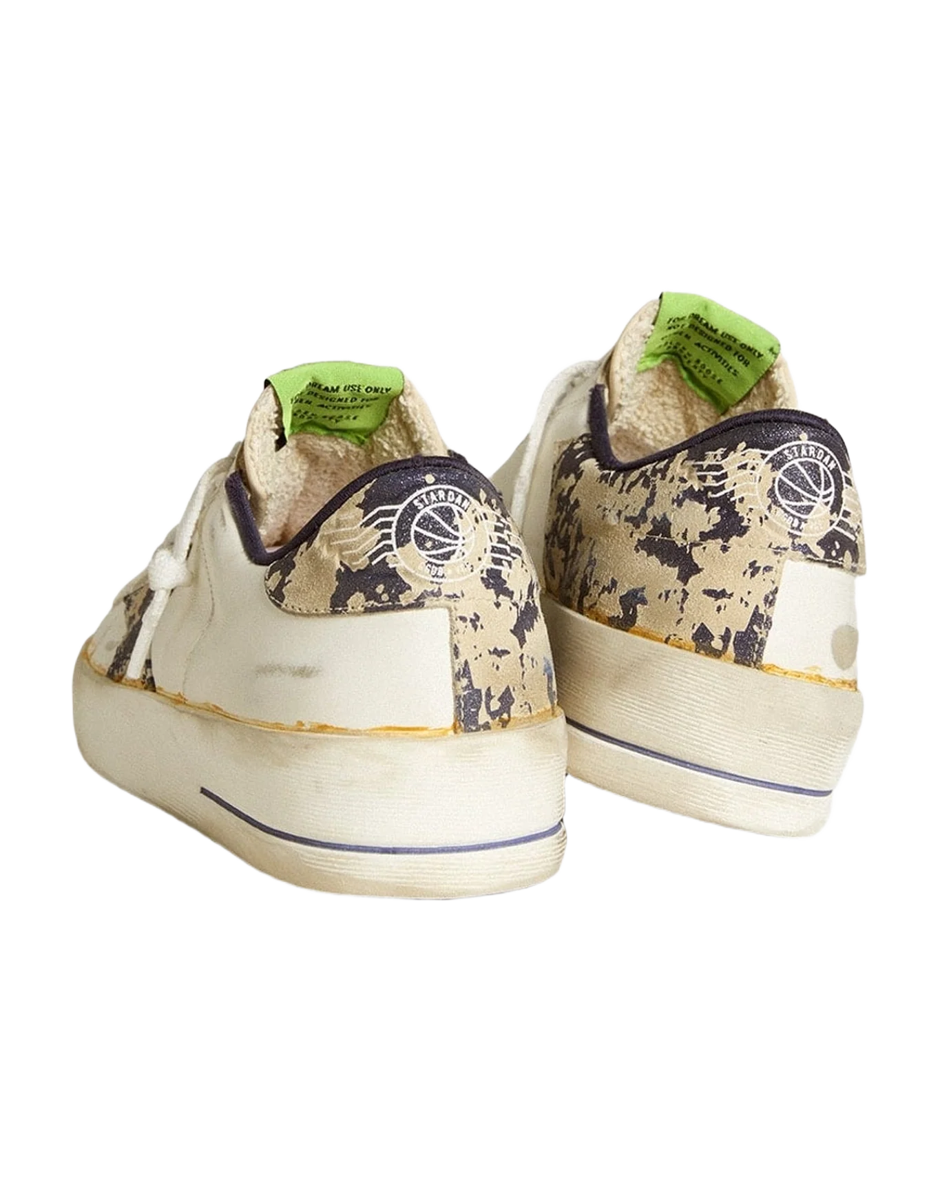 Women | Stardan Lab Leather with A Camouflage Star & Heel Tab | White x Milk x Blue (V1)