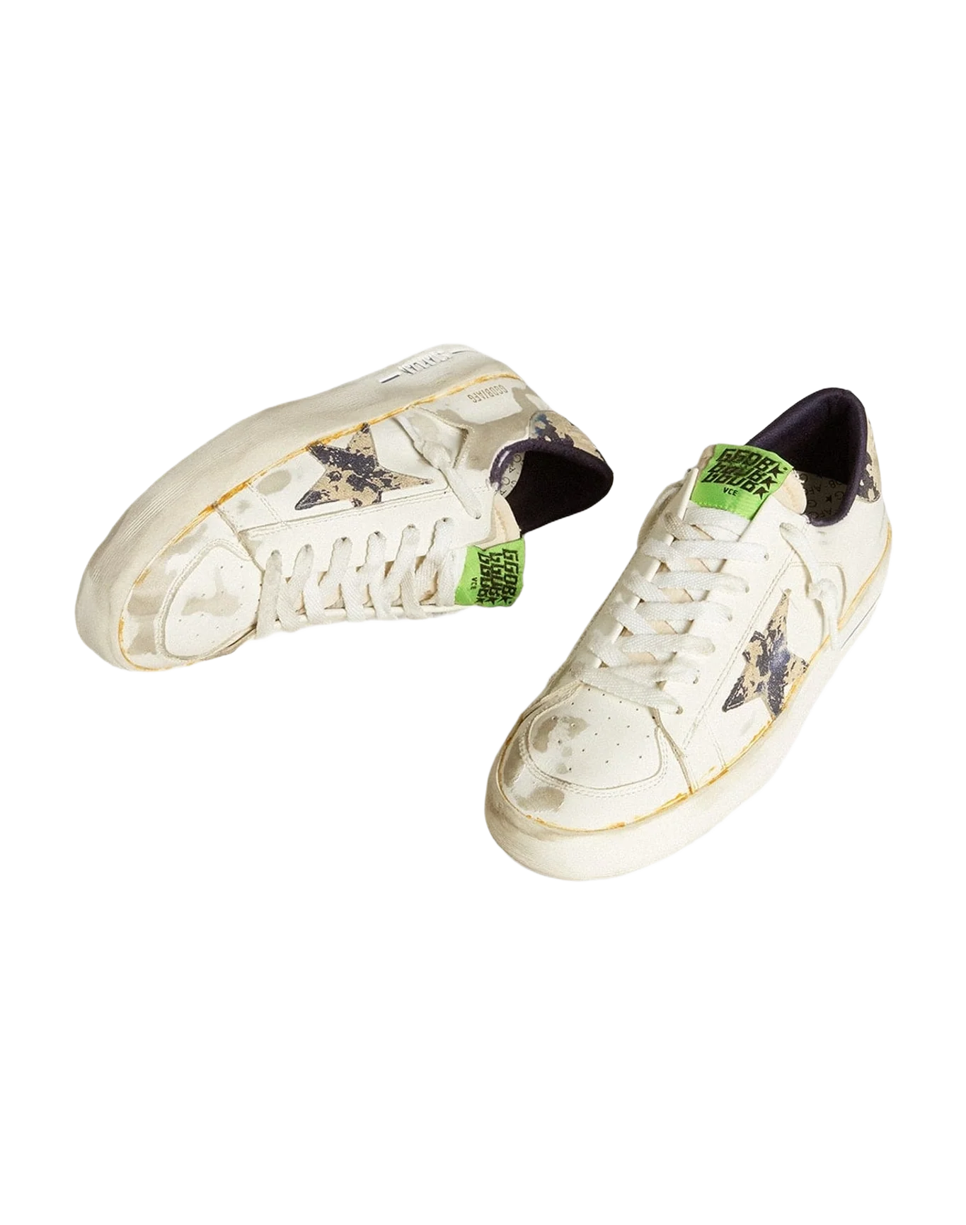 Women | Stardan Lab Leather with A Camouflage Star & Heel Tab | White x Milk x Blue (V2) - Image 4