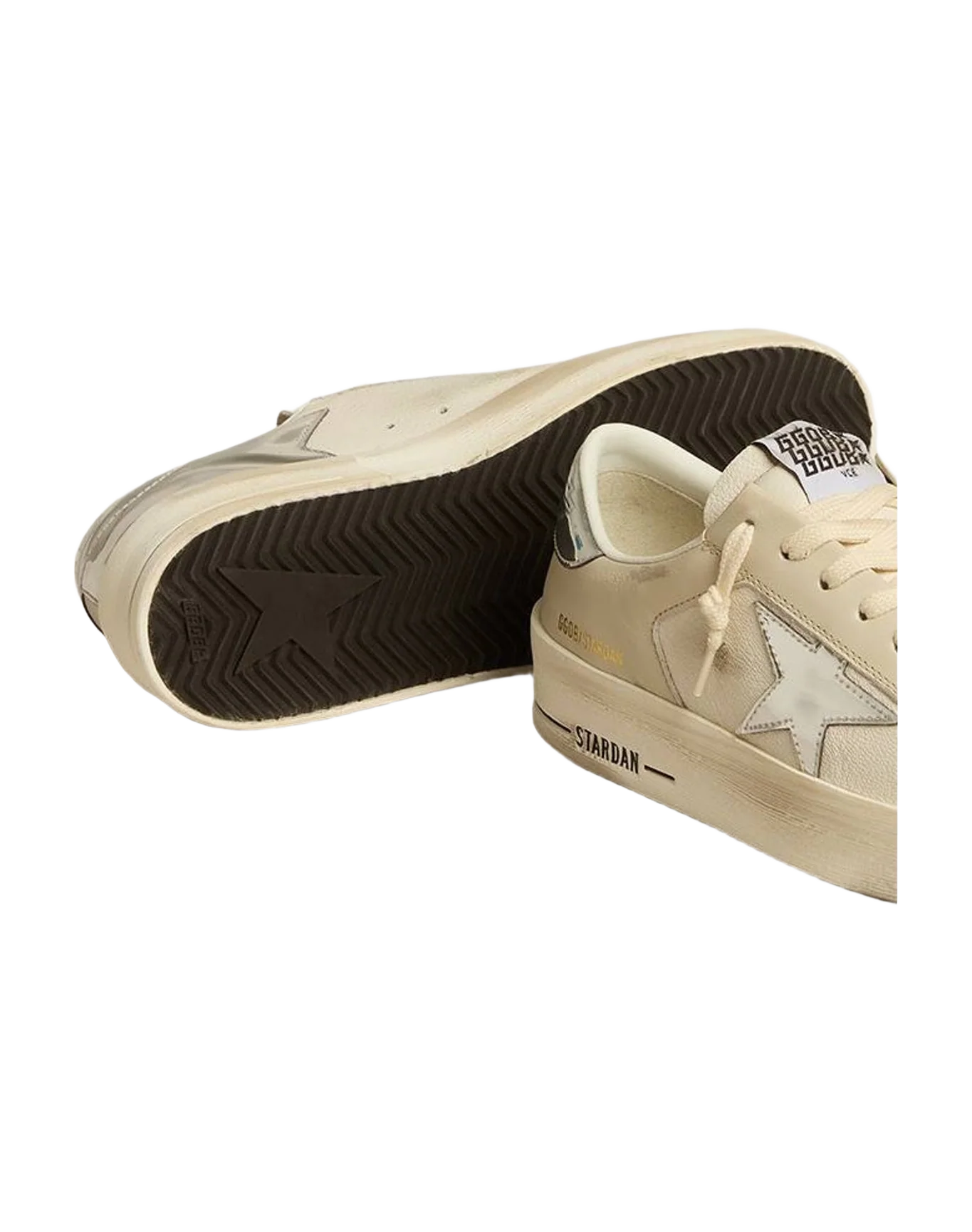 Women | Stardan Nappa with Mirror Effect Star & Heel Tab | White x White Cream x Silver (V1) - Image 3