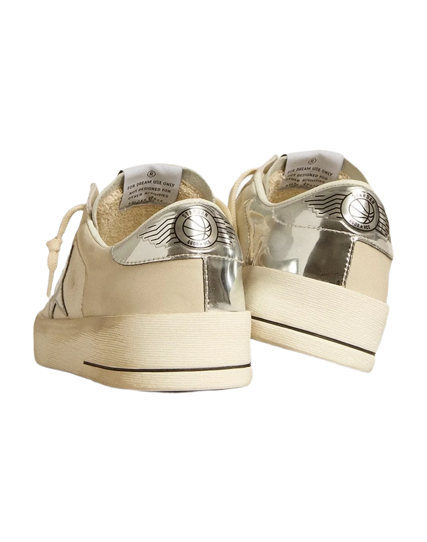 Women | Stardan Nappa with Mirror Effect Star & Heel Tab | White x White Cream x Silver (V1) - Image 7