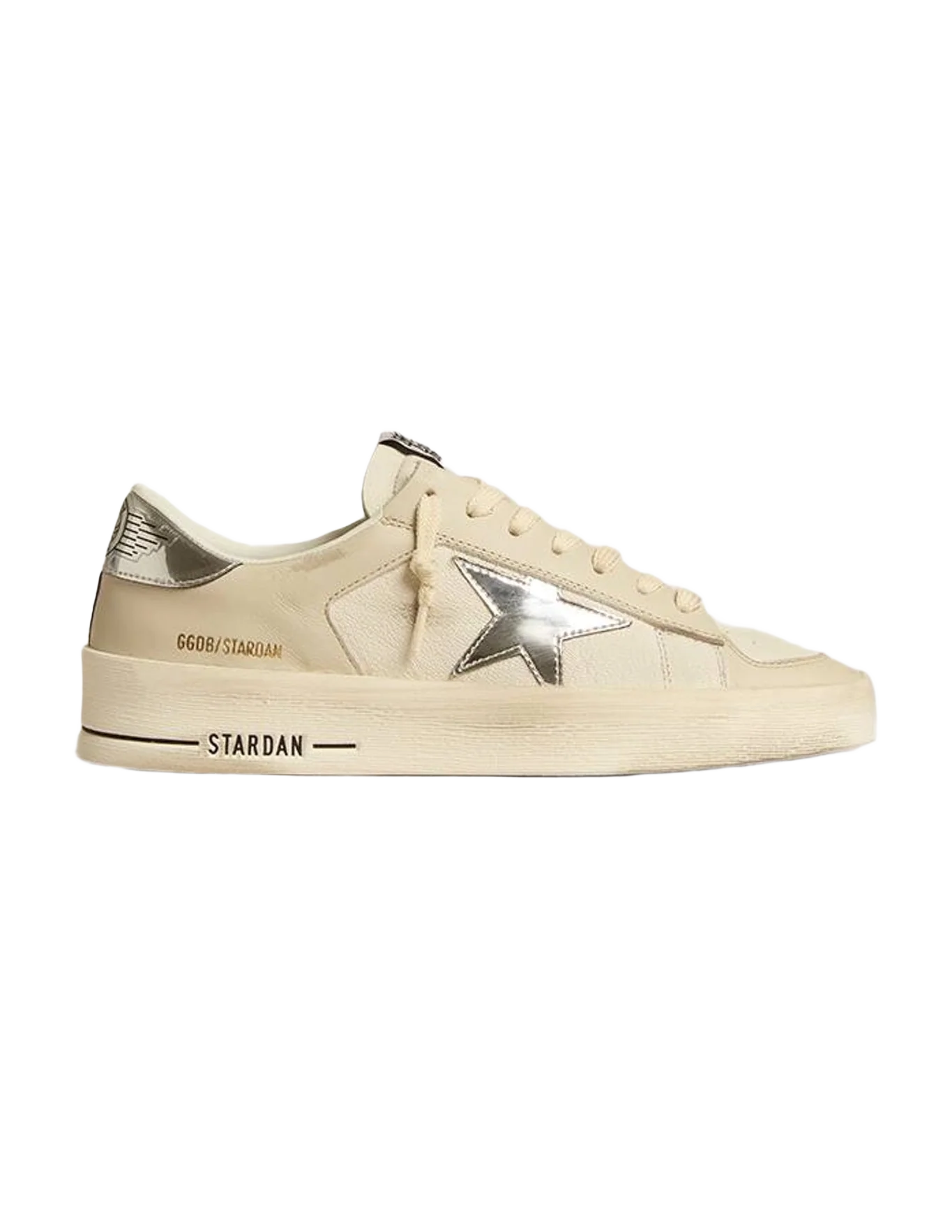 Women | Stardan Nappa with Mirror Effect Star & Heel Tab | White x White Cream x Silver (V2) - Image 4