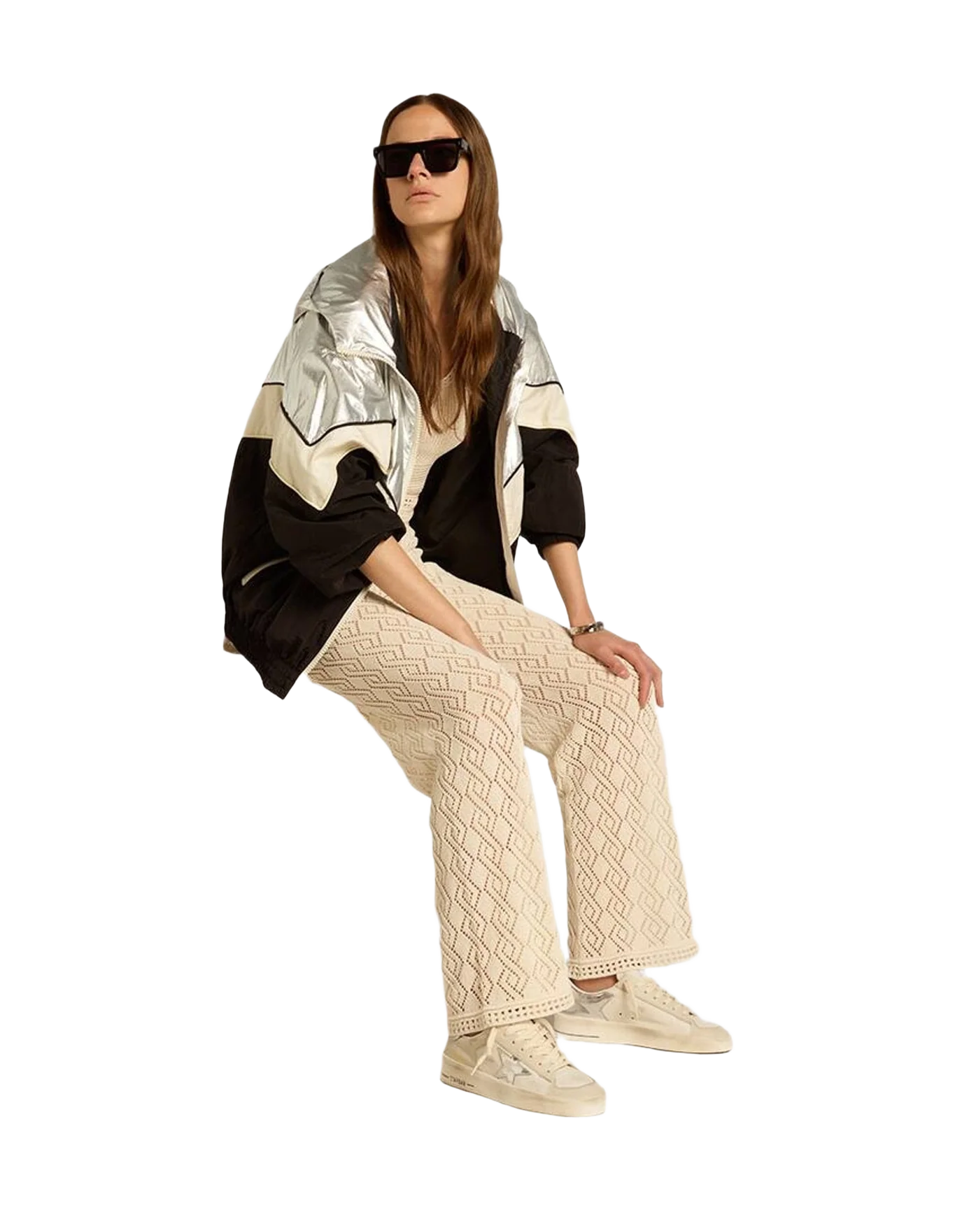 Women | Stardan Nappa with Mirror Effect Star & Heel Tab | White x White Cream x Silver (V2) - Image 5
