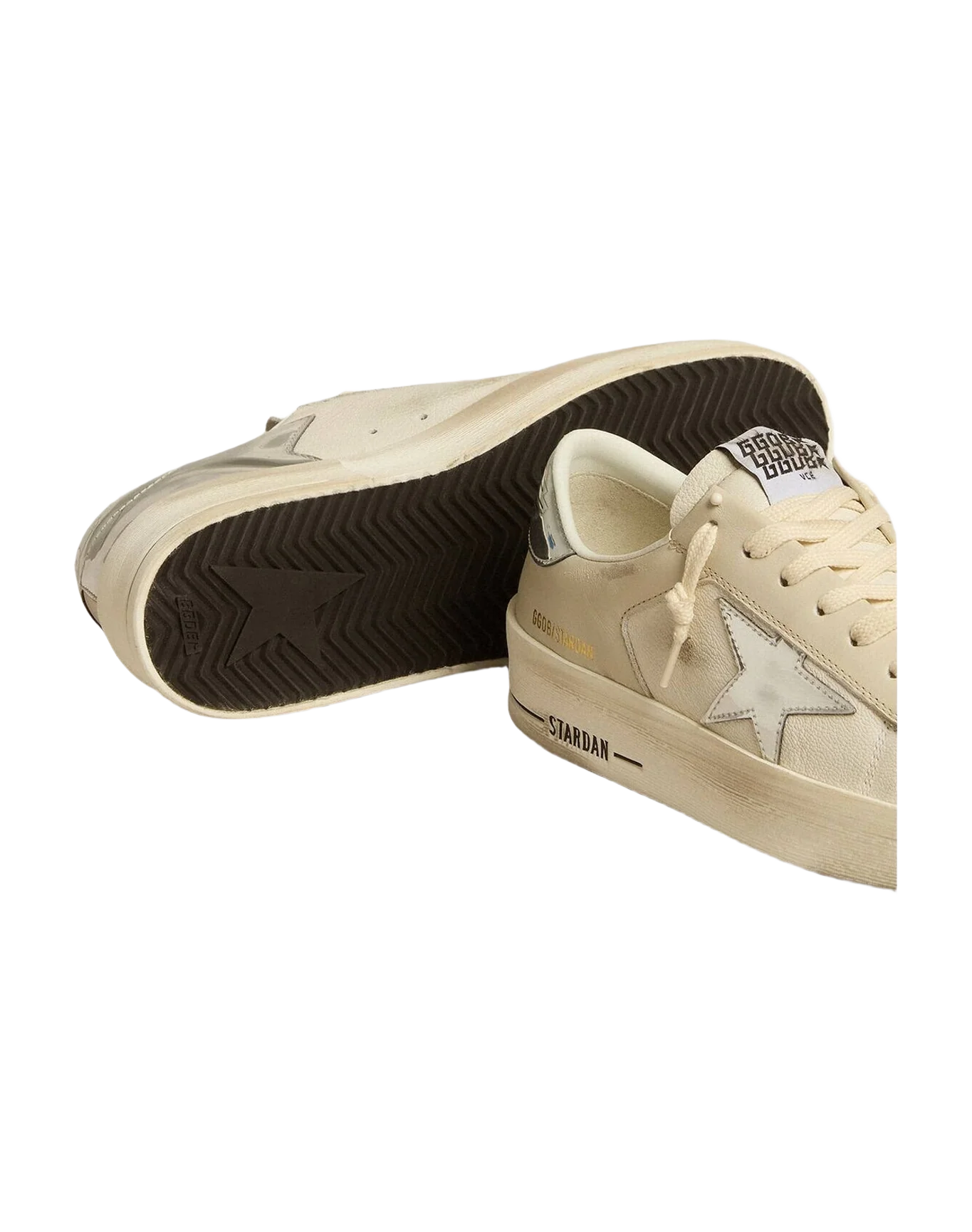 Women | Stardan Nappa with Mirror Effect Star & Heel Tab | White x White Cream x Silver (V2) - Image 6