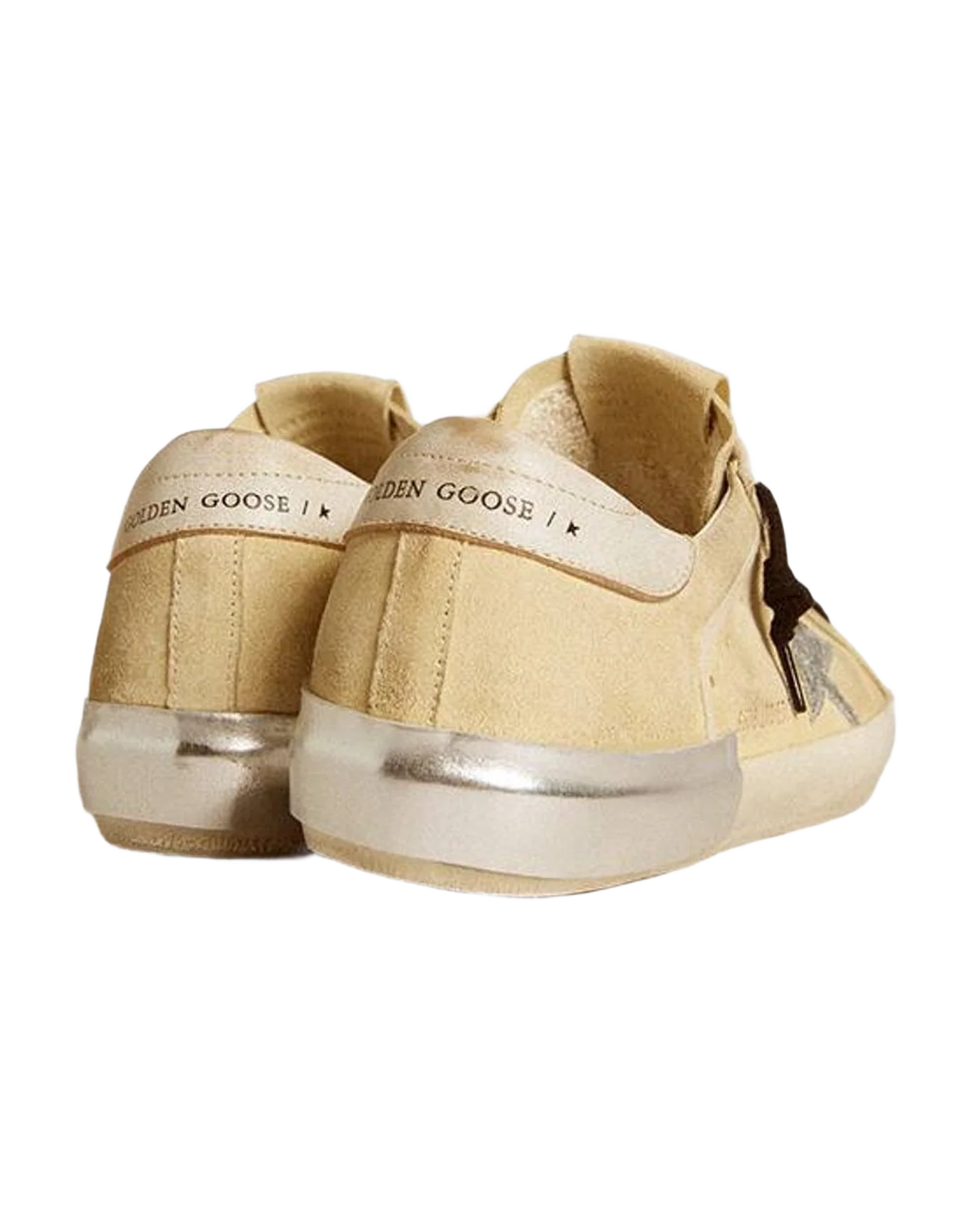 Women | Super-Star Ltd Suede with Glitter Star & Leather Heel Tab | Buttercream x Silver x Beige (V2) - Image 8