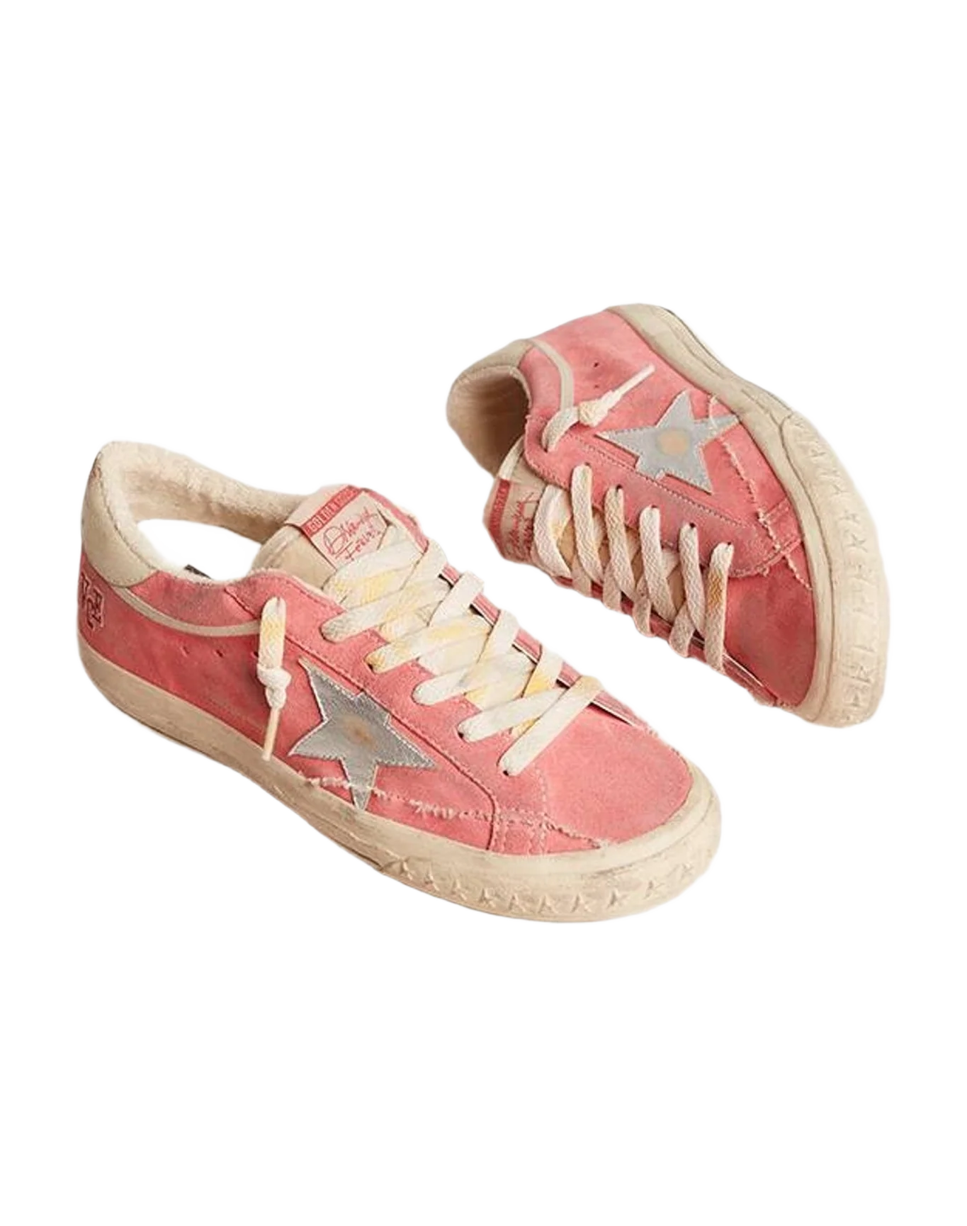 Women | Super-Star Ltd Suede with Star & Leather Heel Tab | Red x Silver x White Beige (V2)