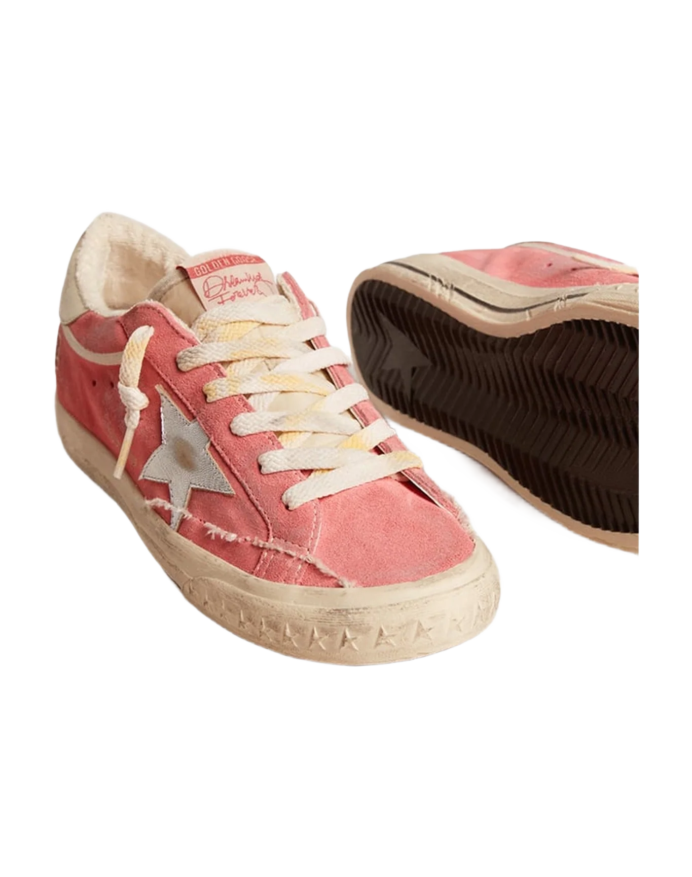 Women | Super-Star Ltd Suede with Star & Leather Heel Tab | Red x Silver x White Beige (V2) - Image 3