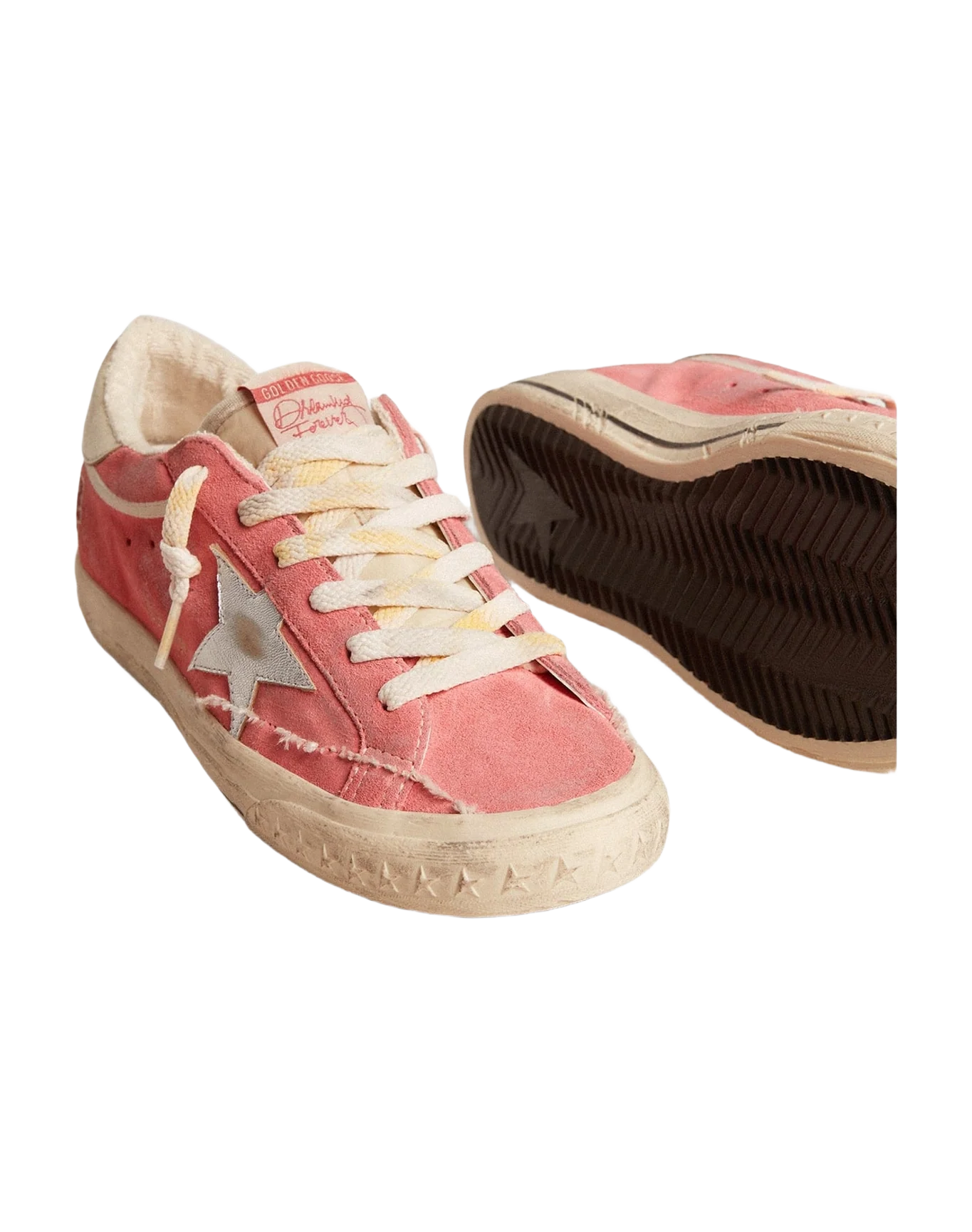 Women | Super-Star Ltd Suede with Star & Leather Heel Tab | Red x Silver x White Beige (V2) - Image 8