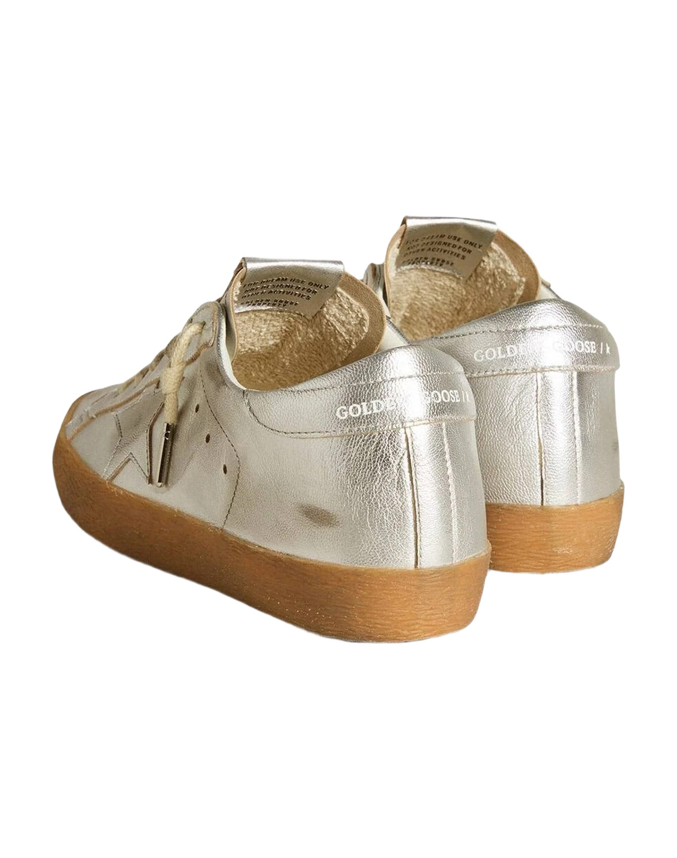 Women | Super-Star Metallic Leather with Leather Star & Heel Tab | Silver (V1) - Image 3