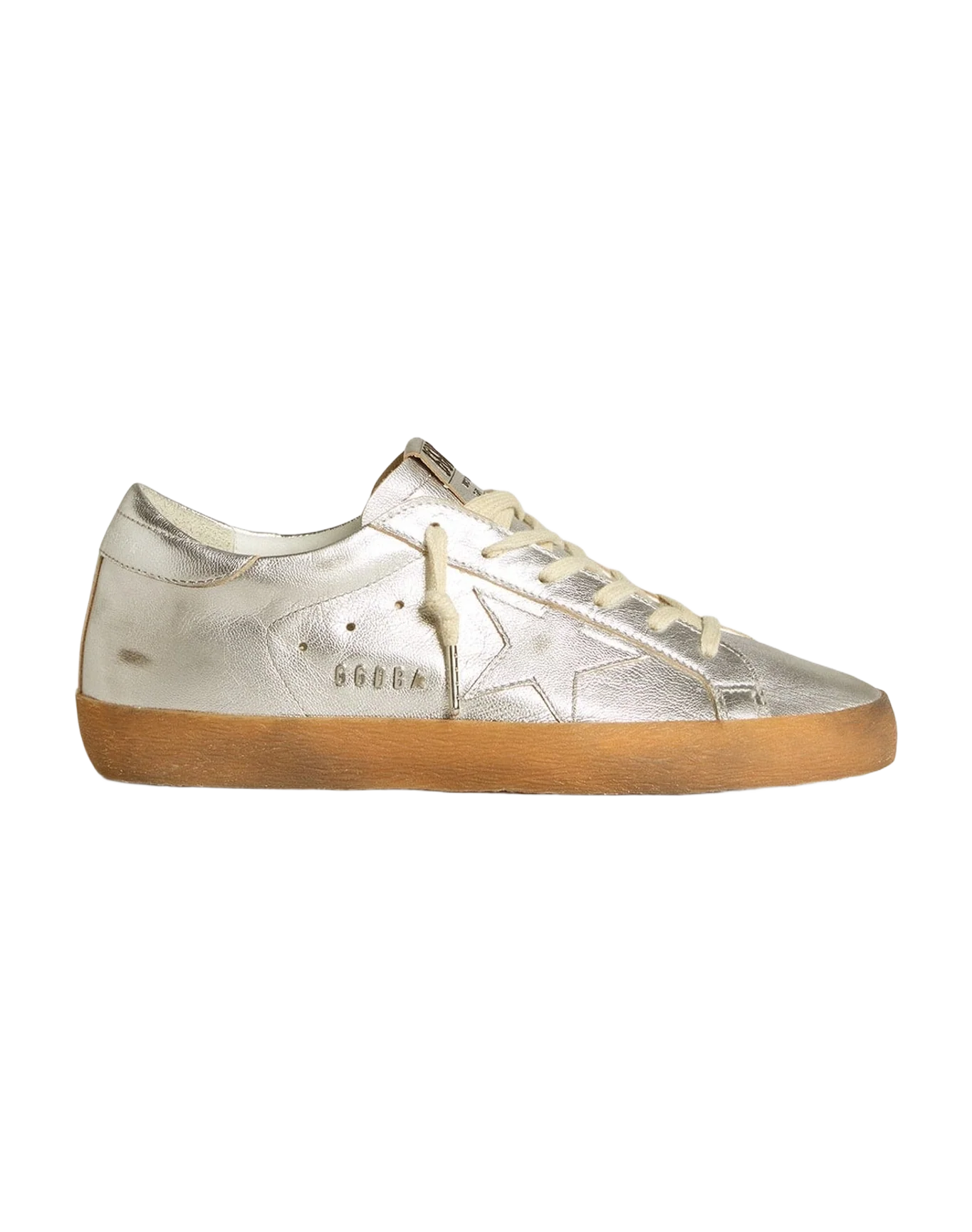 Women | Super-Star Metallic Leather with Leather Star & Heel Tab | Silver (V1) - Image 4